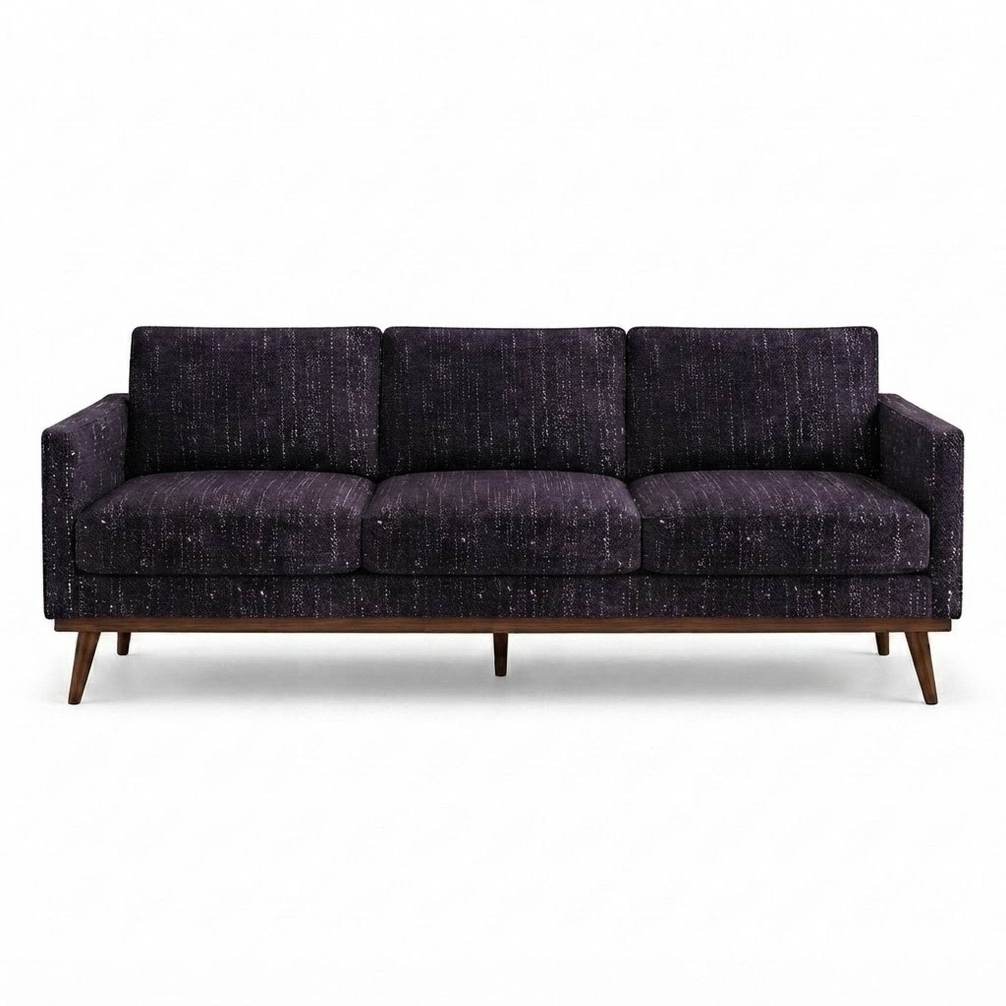 Pandora Fabric in color Plum made on a sofa is a Solid Textured Metallic Linen Look Fabric that is good for Drapery & Curtain Fabric and Upholstery Fabric