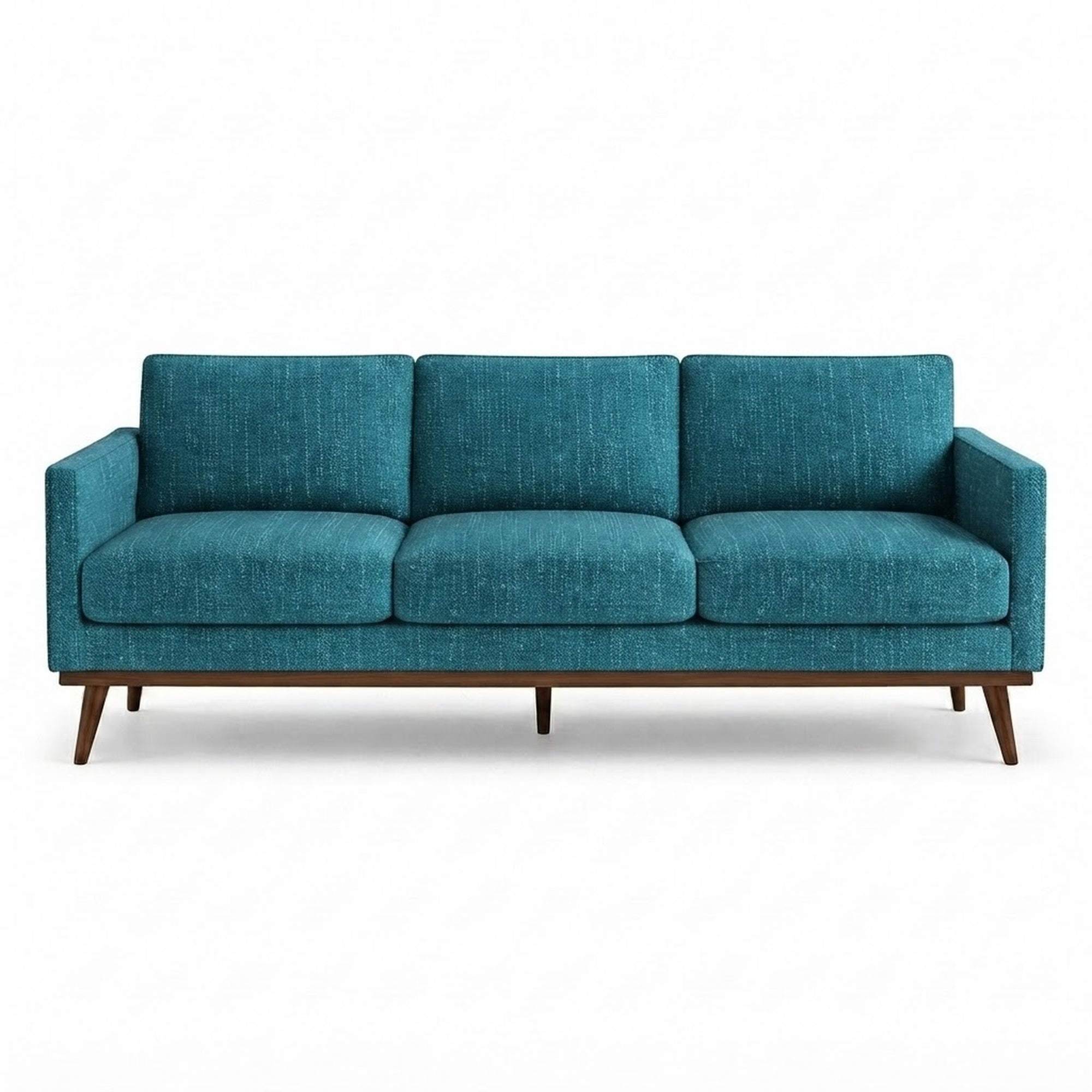 Pandora Fabric in color Turquoise made on a sofa is a Solid Textured Metallic Linen Look Fabric that is good for Drapery & Curtain Fabric and Upholstery Fabric