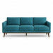 Pandora Fabric in color Turquoise made on a sofa is a Solid Textured Metallic Linen Look Fabric that is good for Drapery & Curtain Fabric and Upholstery Fabric