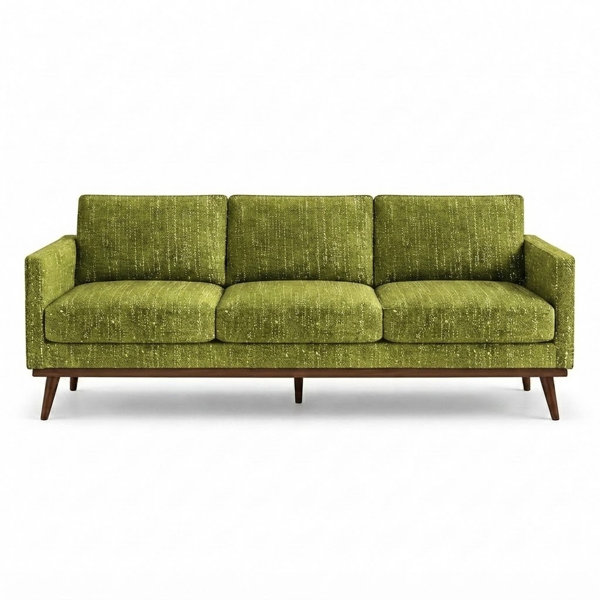 Pandora Fabric in color Apple made on a sofa is a Solid Textured Metallic Linen Look Fabric that is good for Drapery & Curtain Fabric and Upholstery Fabric