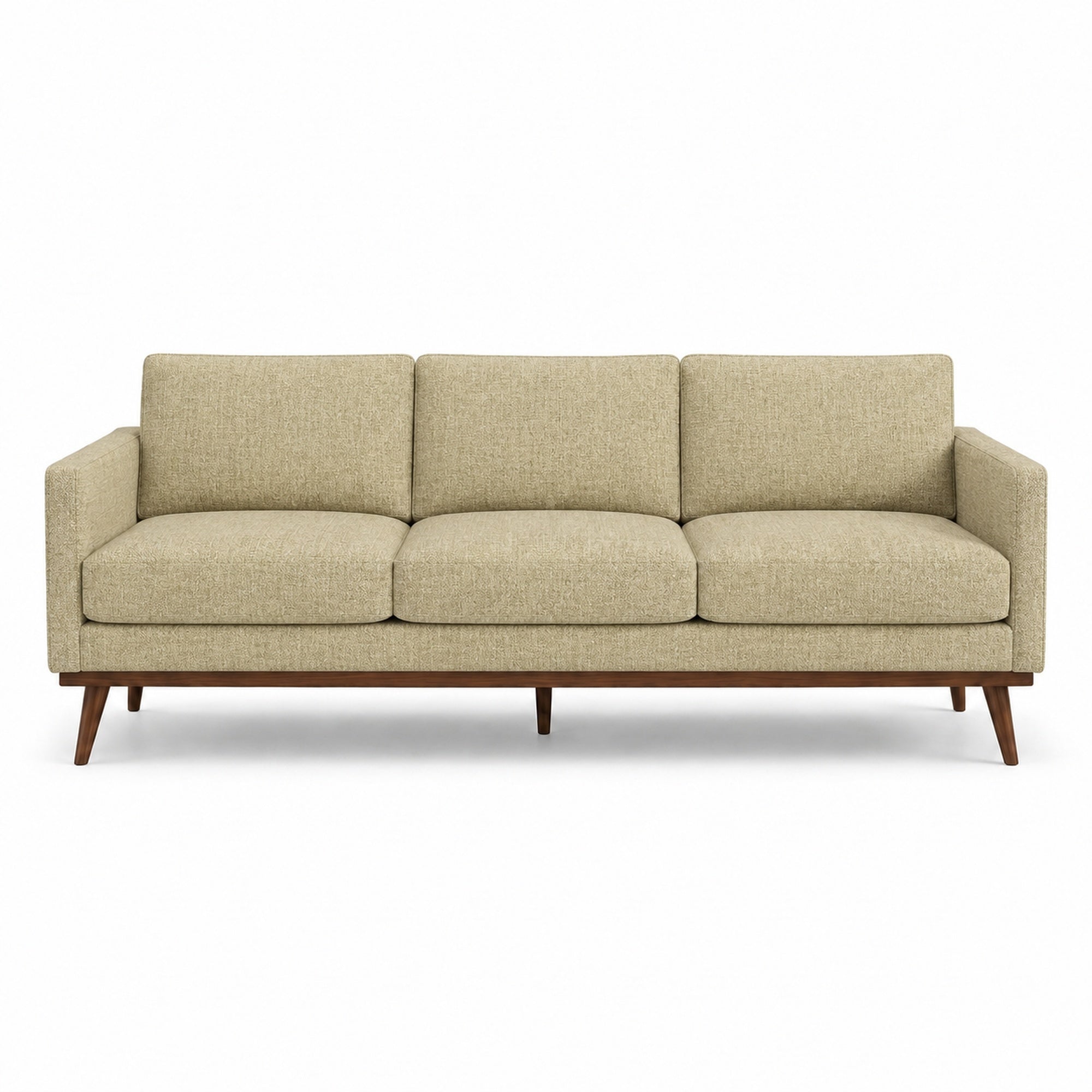 Pandora Fabric in color Biscuit made on a sofa is a Solid Textured Metallic Linen Look Fabric that is good for Drapery & Curtain Fabric and Upholstery Fabric