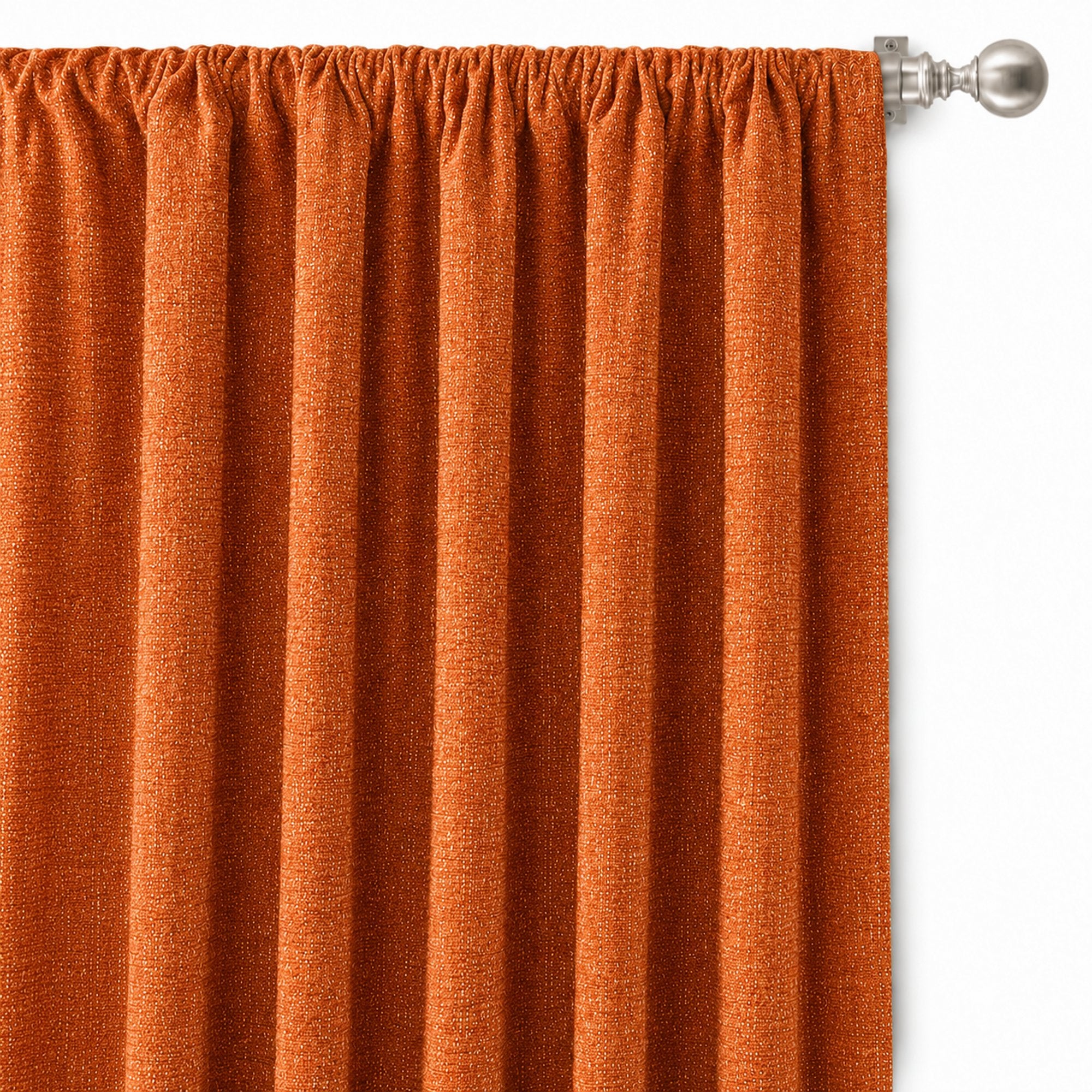Pandora Fabric in color Mandarin made as a drapery is a Solid Textured Metallic Linen Look Fabric that is good for Drapery & Curtain Fabric and Upholstery Fabric