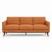 Pandora Fabric in color Mandarin made on a sofa is a Solid Textured Metallic Linen Look Fabric that is good for Drapery & Curtain Fabric and Upholstery Fabric