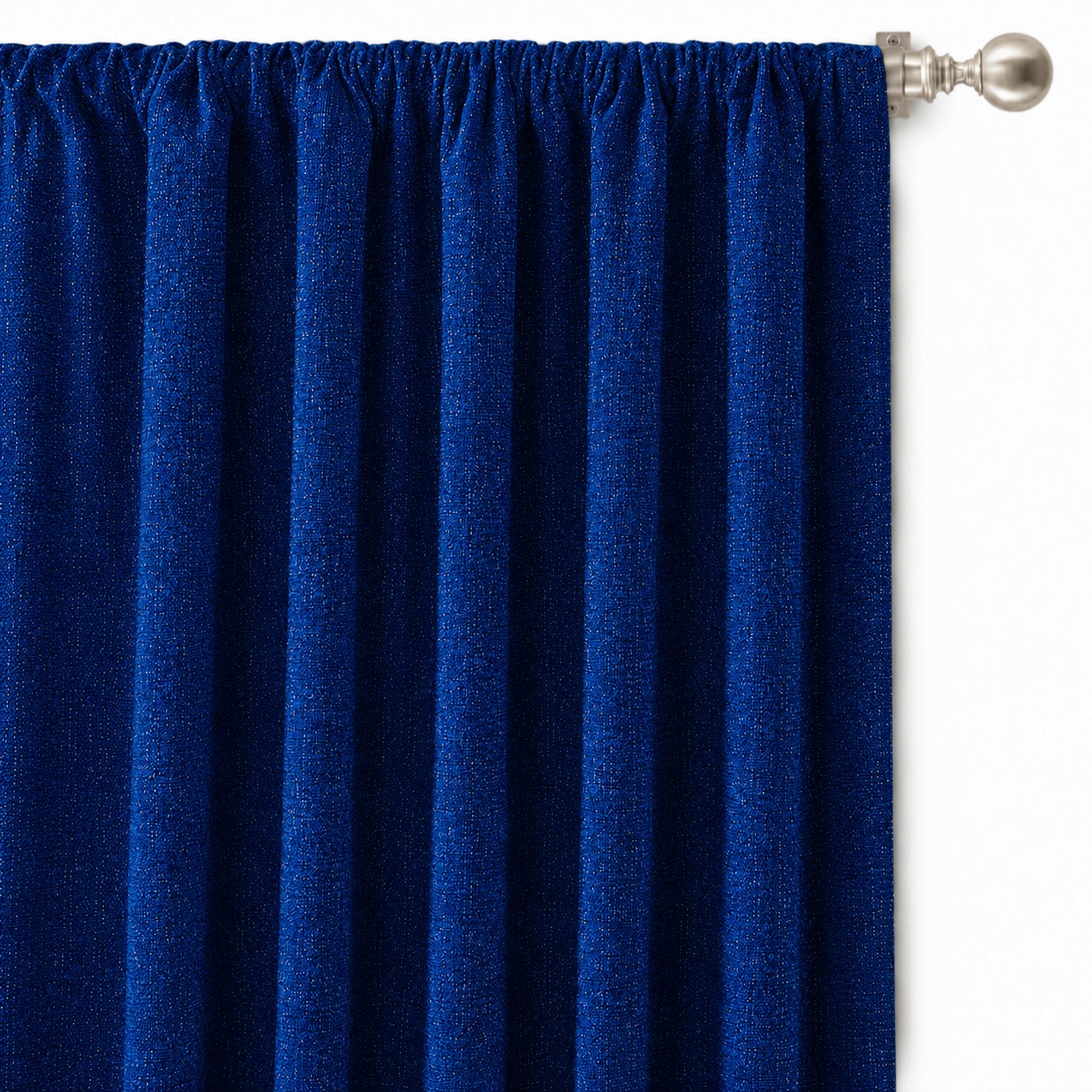 Pandora Fabric in color Cobalt made as a drapery is a Solid Textured Metallic Linen Look Fabric that is good for Drapery & Curtain Fabric and Upholstery Fabric