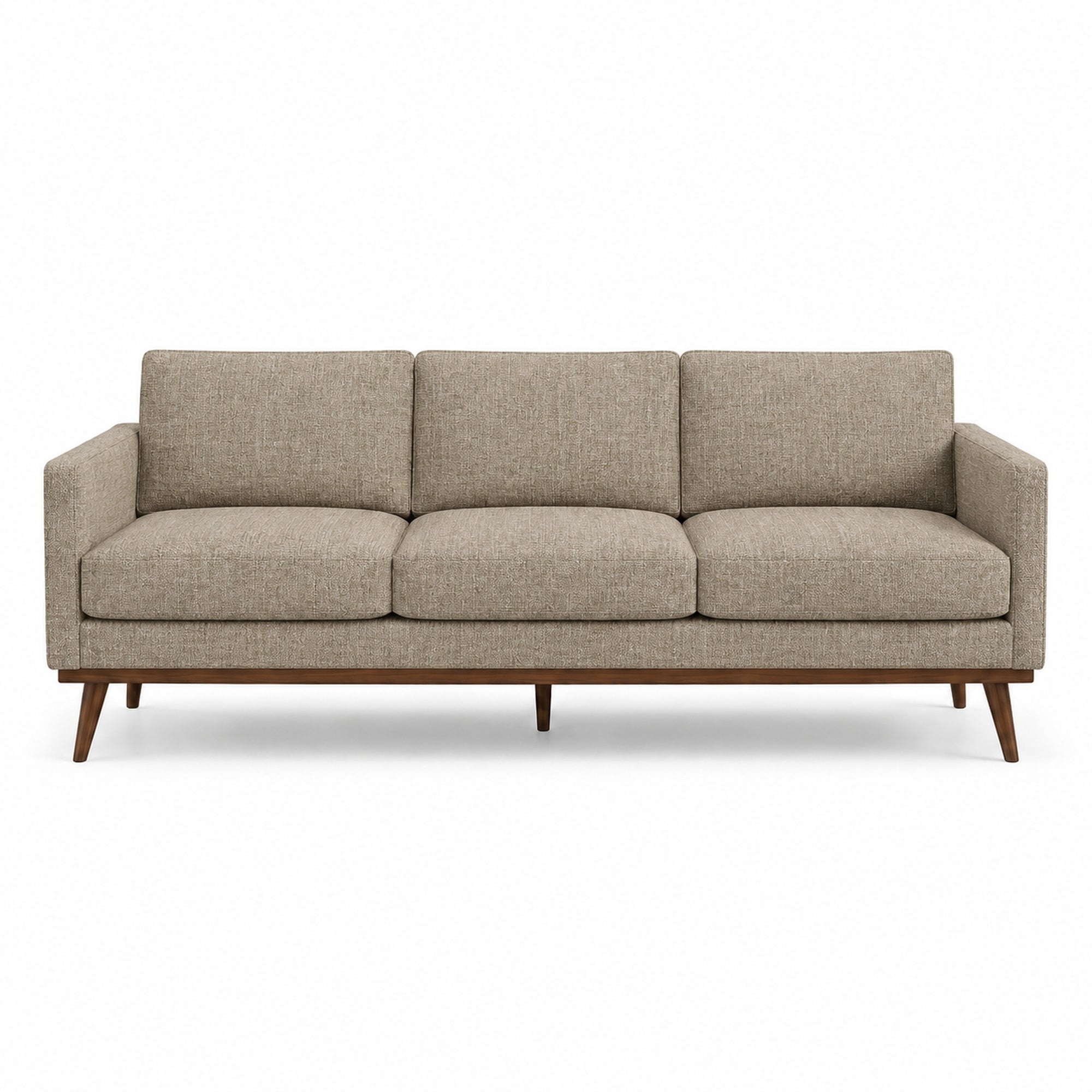 Pandora Fabric in color Walnut made on a sofa is a Solid Textured Metallic Linen Look Fabric that is good for Drapery & Curtain Fabric and Upholstery Fabric