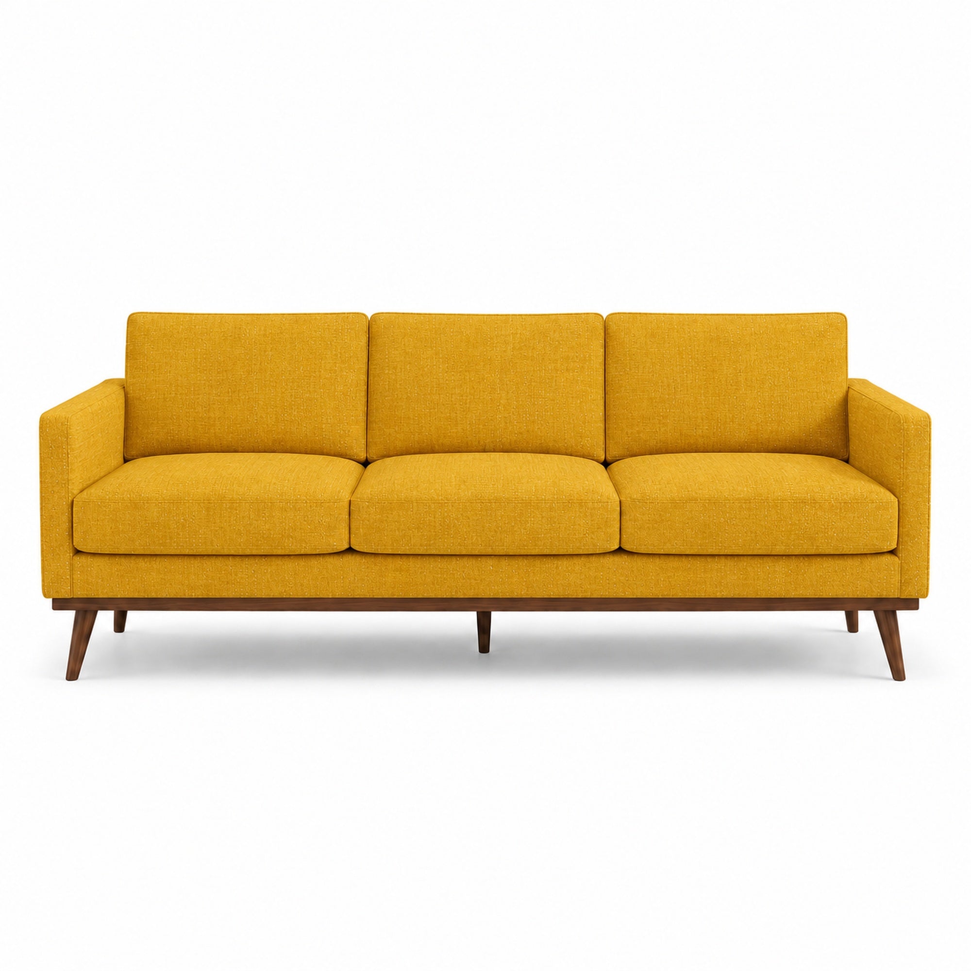 Pandora Fabric in color Sunshine made on a sofa is a Solid Textured Metallic Linen Look Fabric that is good for Drapery & Curtain Fabric and Upholstery Fabric