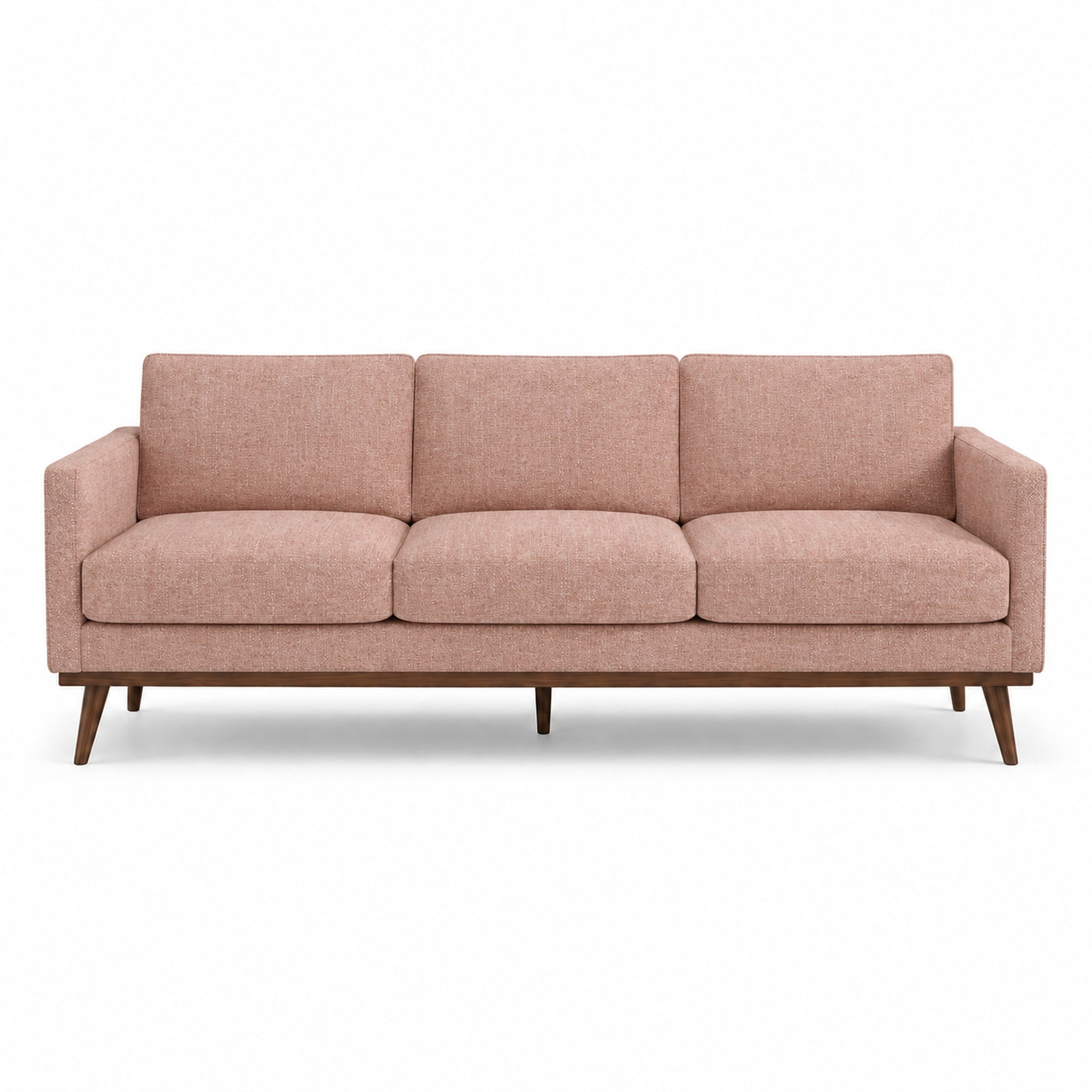 Pandora Fabric in color Carnation made on a sofa is a Solid Textured Metallic Linen Look Fabric that is good for Drapery & Curtain Fabric and Upholstery Fabric