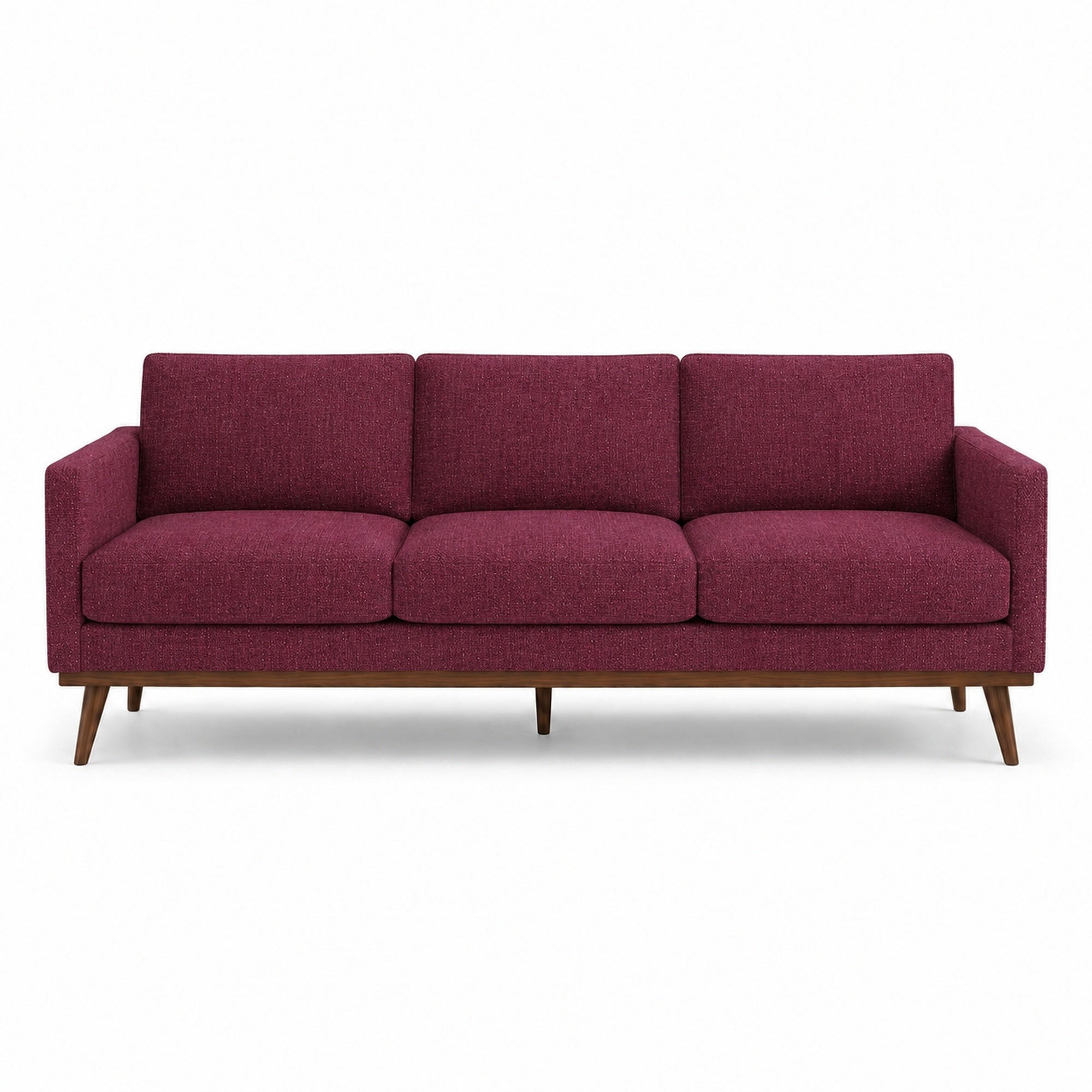 Pandora Fabric in color Eggplant made on a sofa is a Solid Textured Metallic Linen Look Fabric that is good for Drapery & Curtain Fabric and Upholstery Fabric