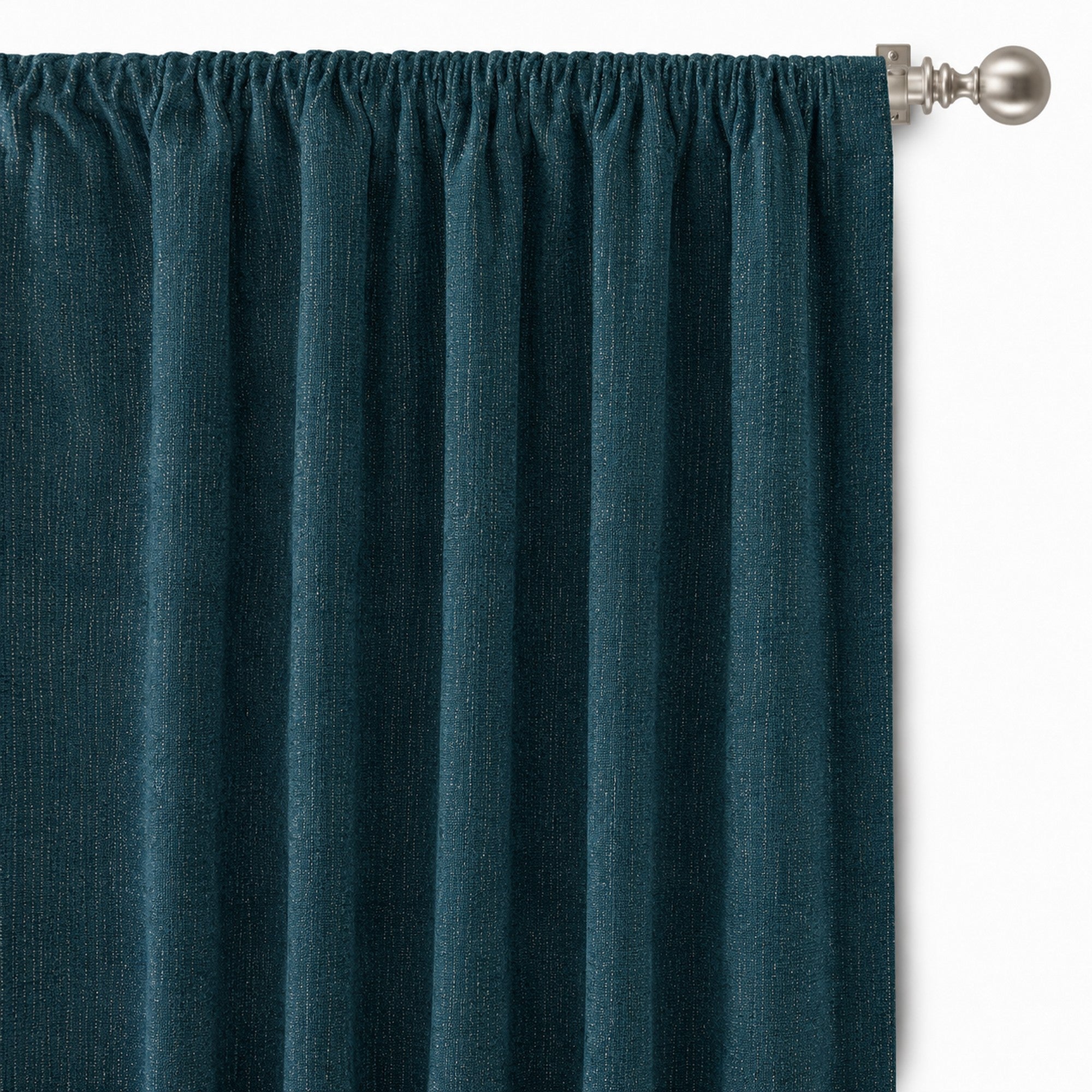Pandora Fabric in color Cerulean made as a drapery is a Solid Textured Metallic Linen Look Fabric that is good for Drapery & Curtain Fabric and Upholstery Fabric