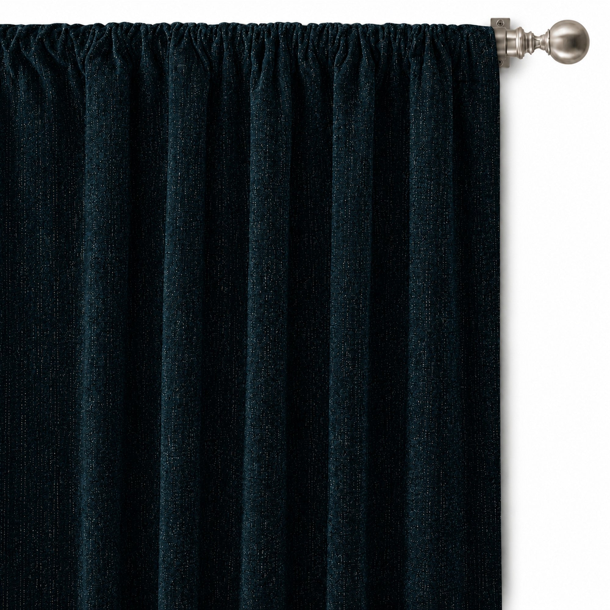 Pandora Fabric in color Navy made as a drapery is a Solid Textured Metallic Linen Look Fabric that is good for Drapery & Curtain Fabric and Upholstery Fabric