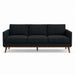 Pandora Fabric in color Navy made on a sofa is a Solid Textured Metallic Linen Look Fabric that is good for Drapery & Curtain Fabric and Upholstery Fabric