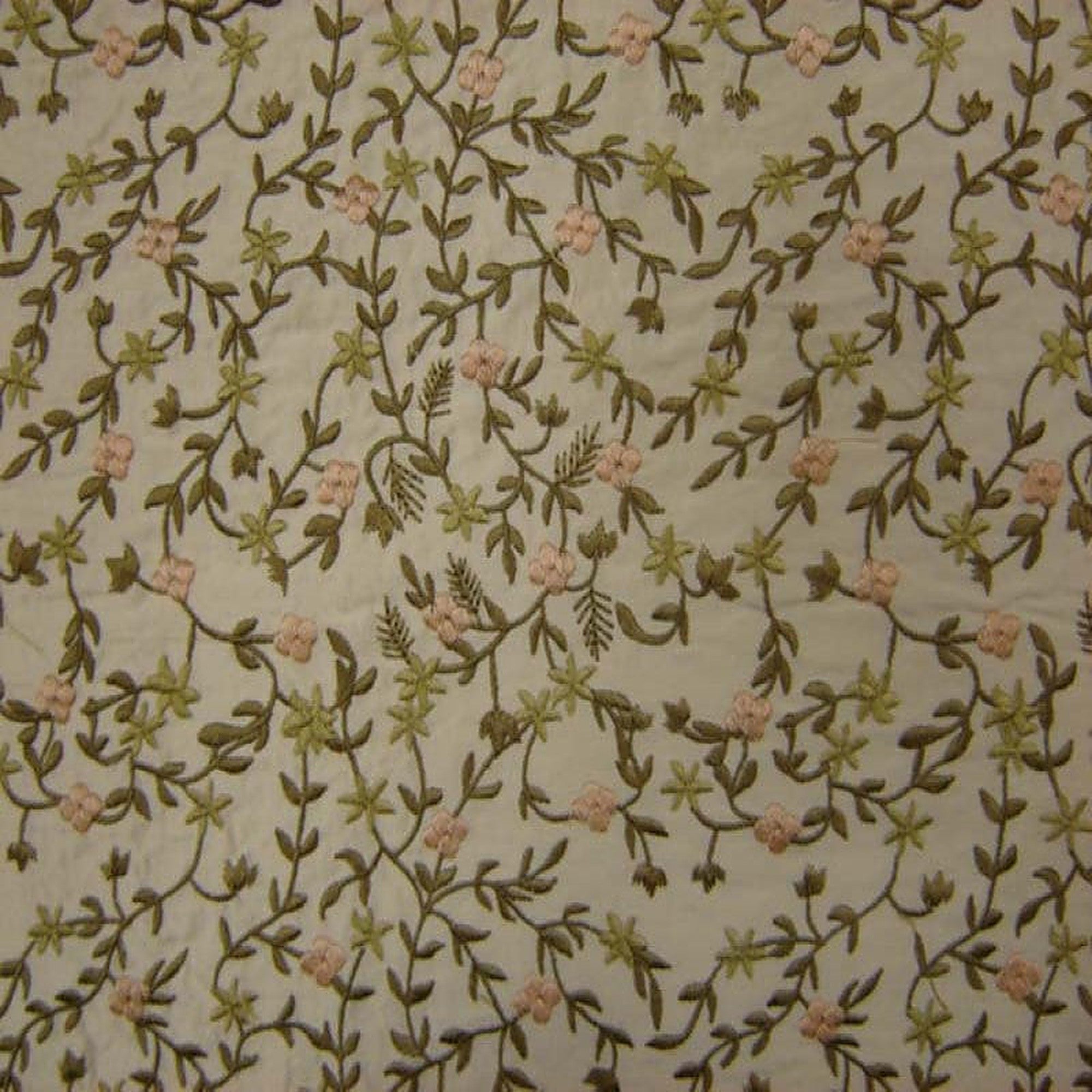 Parisian Fabric in color Apricot is a Floral Embroidered Silk Fabric pattern good for Drapery & Curtain Fabric