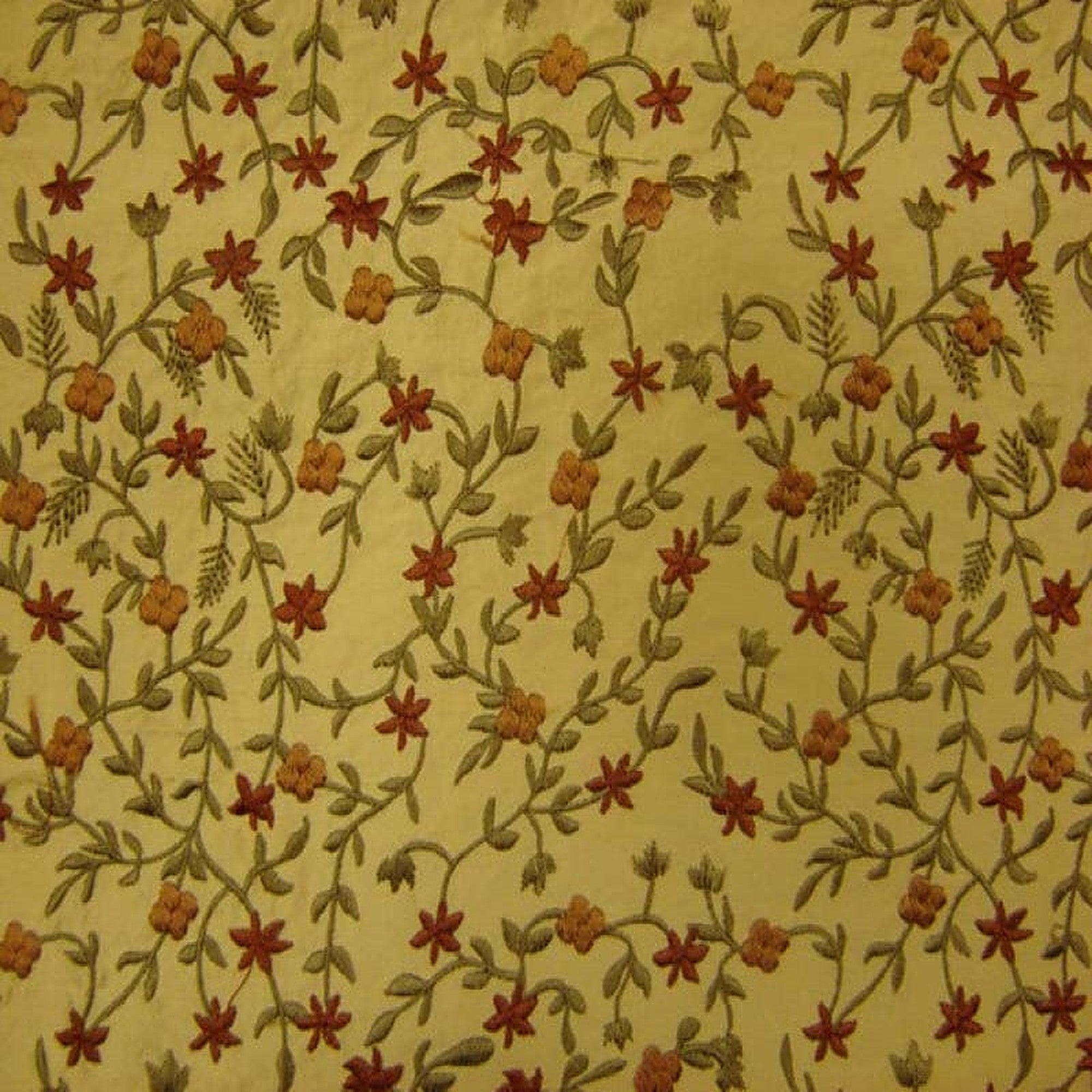 Parisian Fabric in color Paprika is a Floral Embroidered Silk Fabric pattern good for Drapery & Curtain Fabric