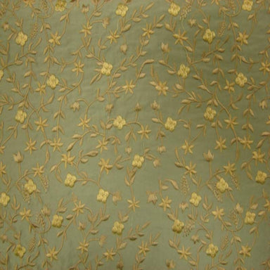 Parisian Fabric in color Teal is a Floral Embroidered Silk Fabric pattern good for Drapery & Curtain Fabric