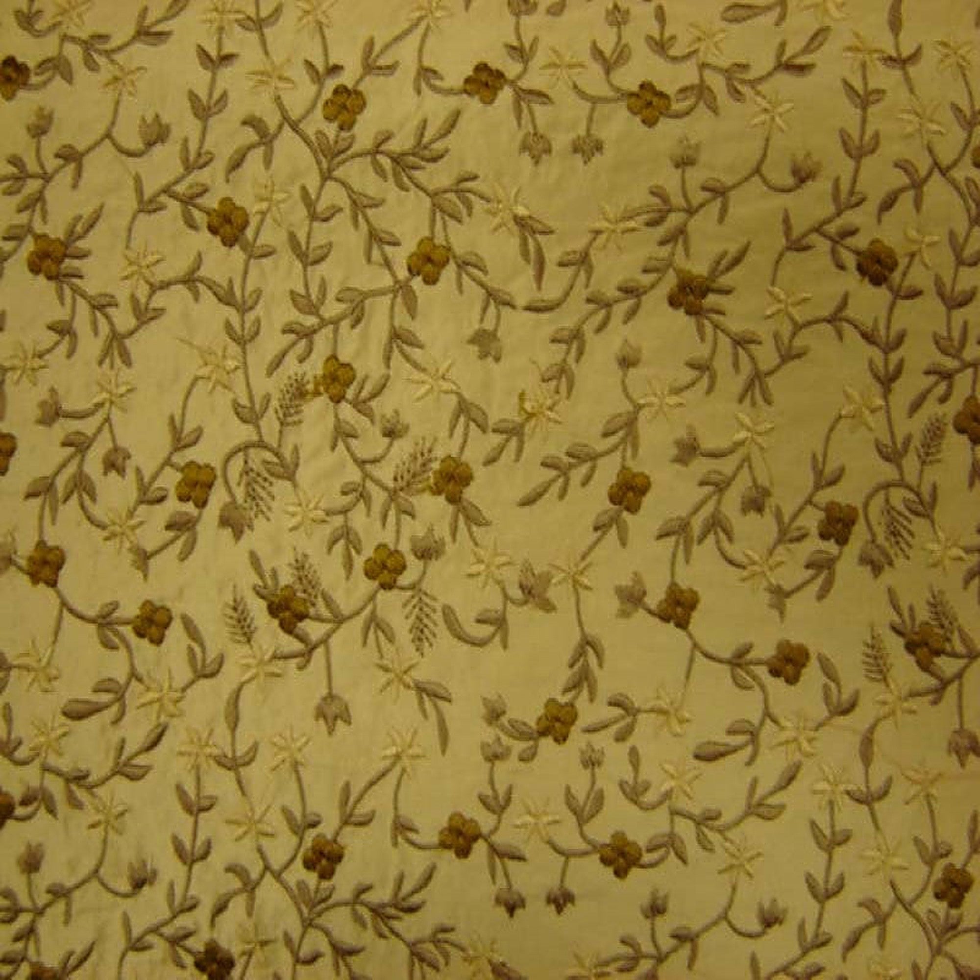Parisian Fabric in color Wheat is a Floral Embroidered Silk Fabric pattern good for Drapery & Curtain Fabric