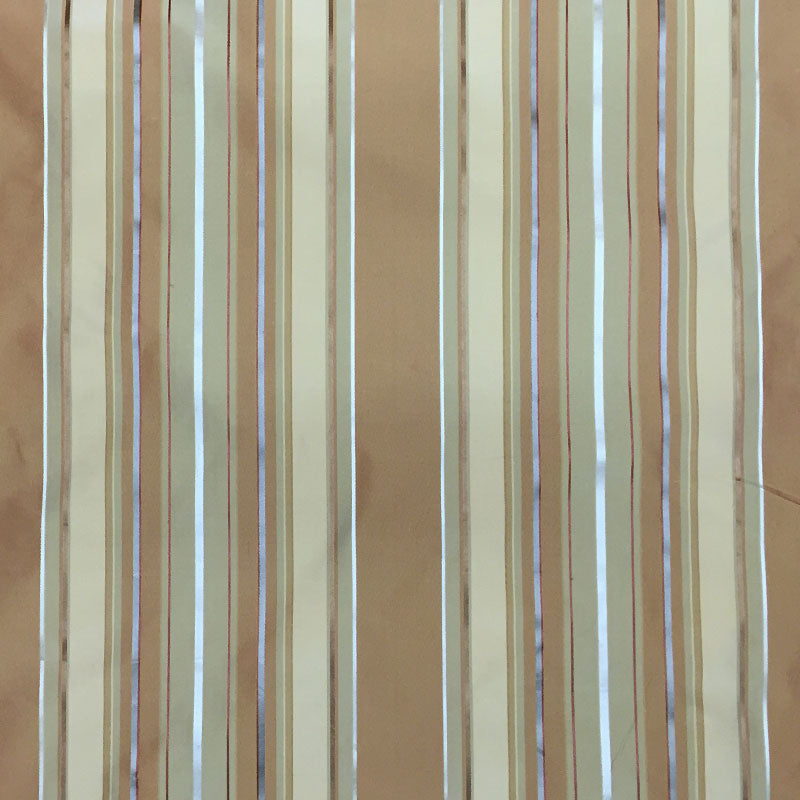 Radicci Fabric in color Amber is a Metallic Multi-Colored Stripe Silk Fabric pattern good for Drapery & Curtain Fabric