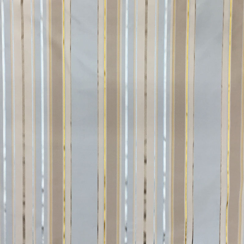 Radicci Fabric in color Bluebell is a Metallic Multi-Colored Stripe Silk Fabric pattern good for Drapery & Curtain Fabric