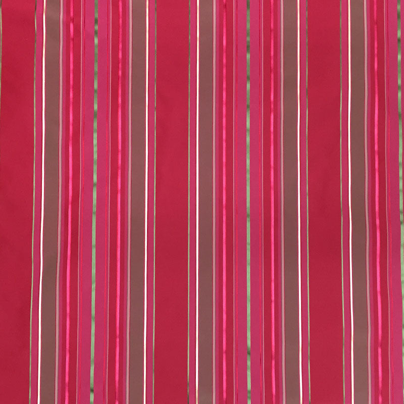 Radicci Fabric in color Raspberry is a Metallic Multi-Colored Stripe Silk Fabric pattern good for Drapery & Curtain Fabric