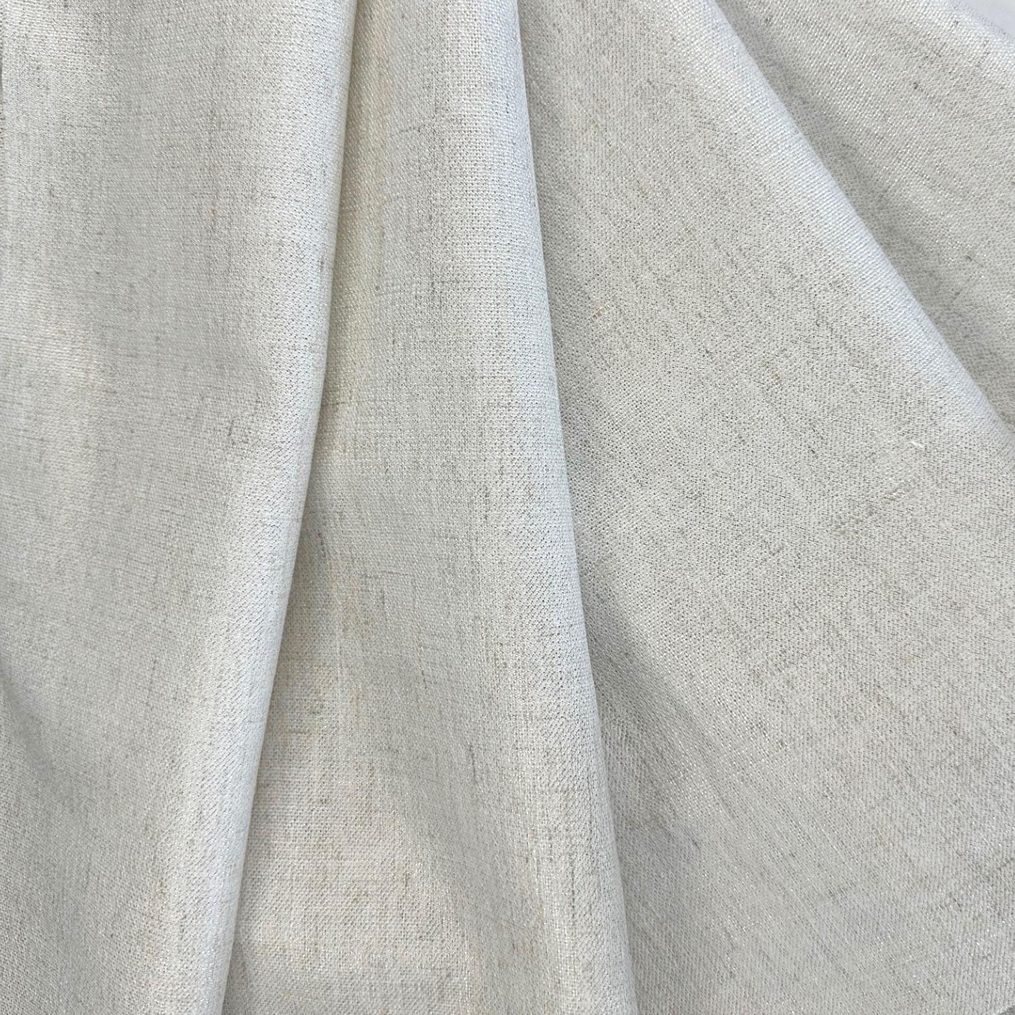 Shanna Fabric in color Silver is a Solid Linen Look Metallic Fabric that is good for Drapery & Curtain Fabric