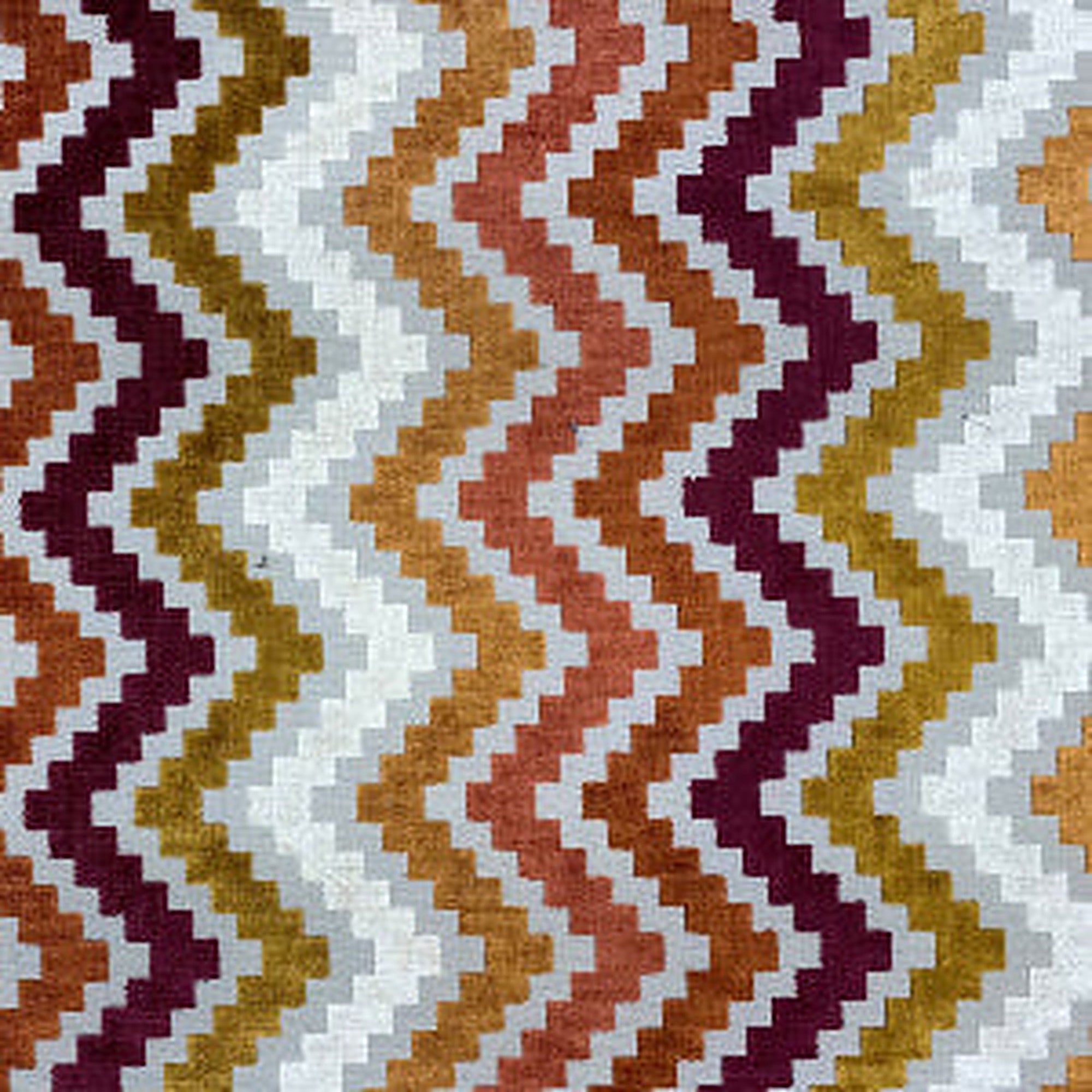 Shaw Fabric in color Rust is a Multicolored Zigzag Chenille Fabric pattern good for Drapery & Curtain Fabric and Upholstery Fabric