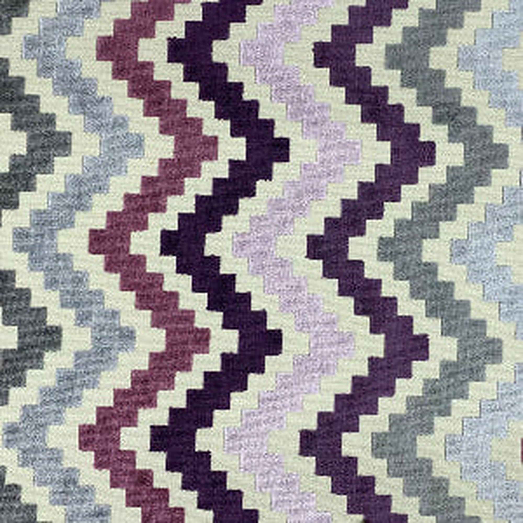 Shaw Fabric in color Plum is a Multicolored Zigzag Chenille Fabric pattern good for Drapery & Curtain Fabric and Upholstery Fabric