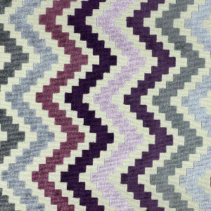 Shaw Fabric in color Plum is a Multicolored Zigzag Chenille Fabric pattern good for Drapery & Curtain Fabric and Upholstery Fabric