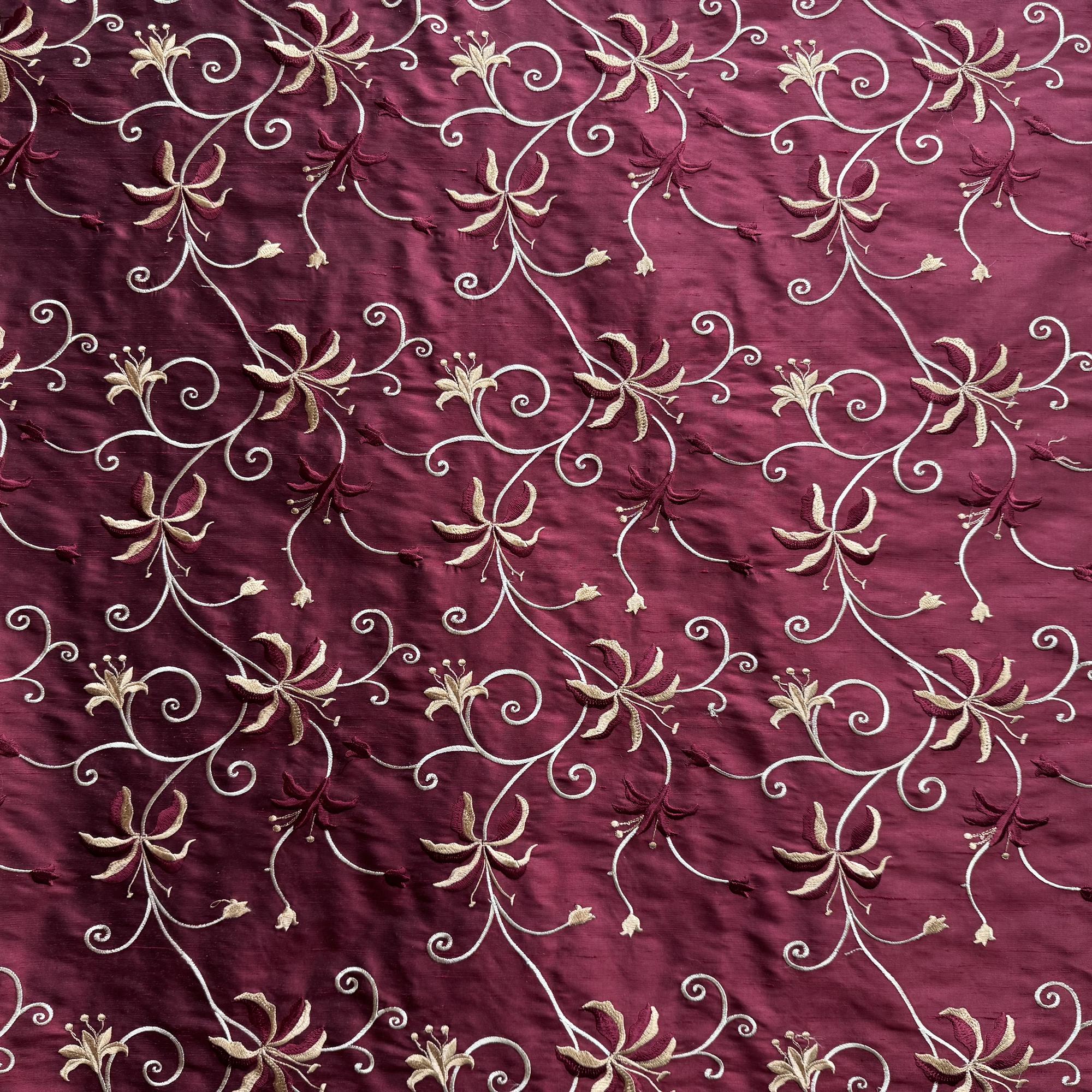 Sigrid Fabric | Floral Embroidered Silk Fabric | Drapery & Curtain Fabric