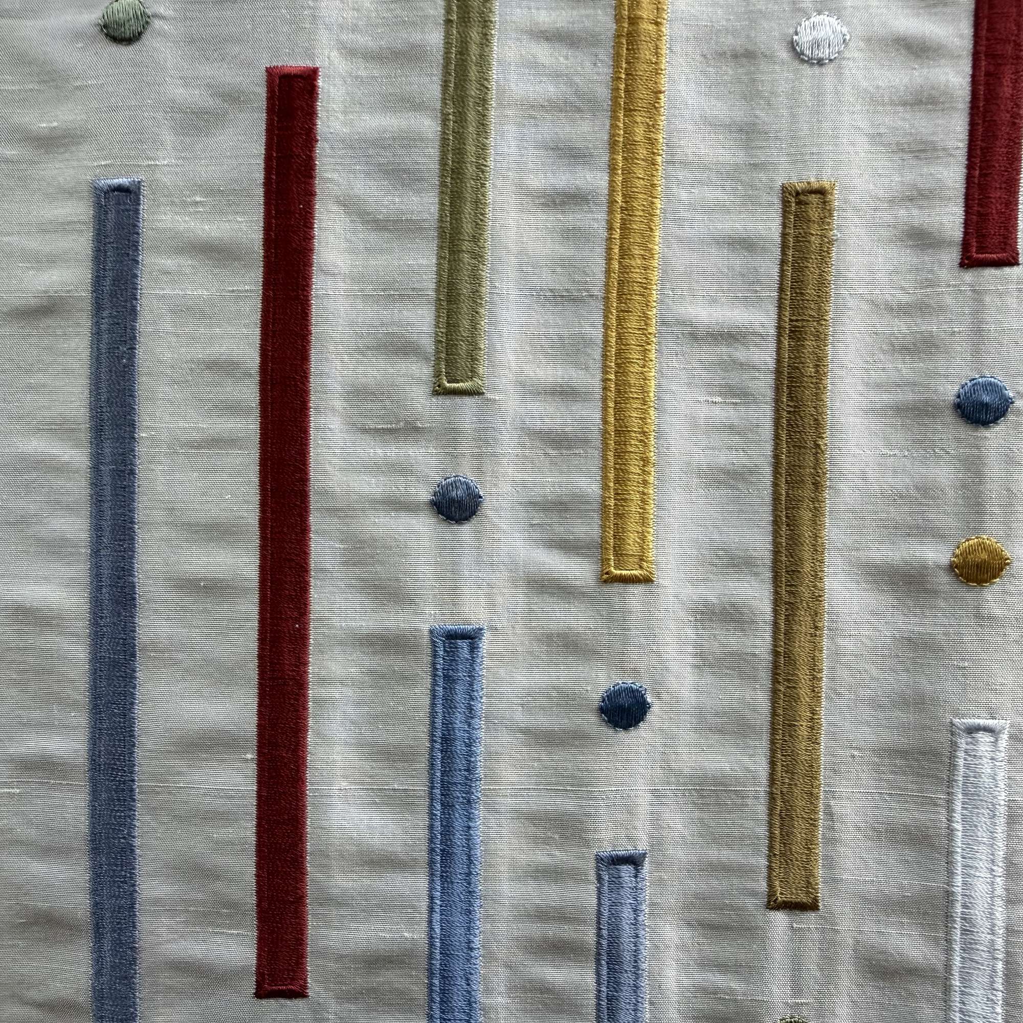 Stratus Fabric in color Bluebell is a Multi-Colored Stripe Silk Fabric that is good for Drapery & Curtain Fabric