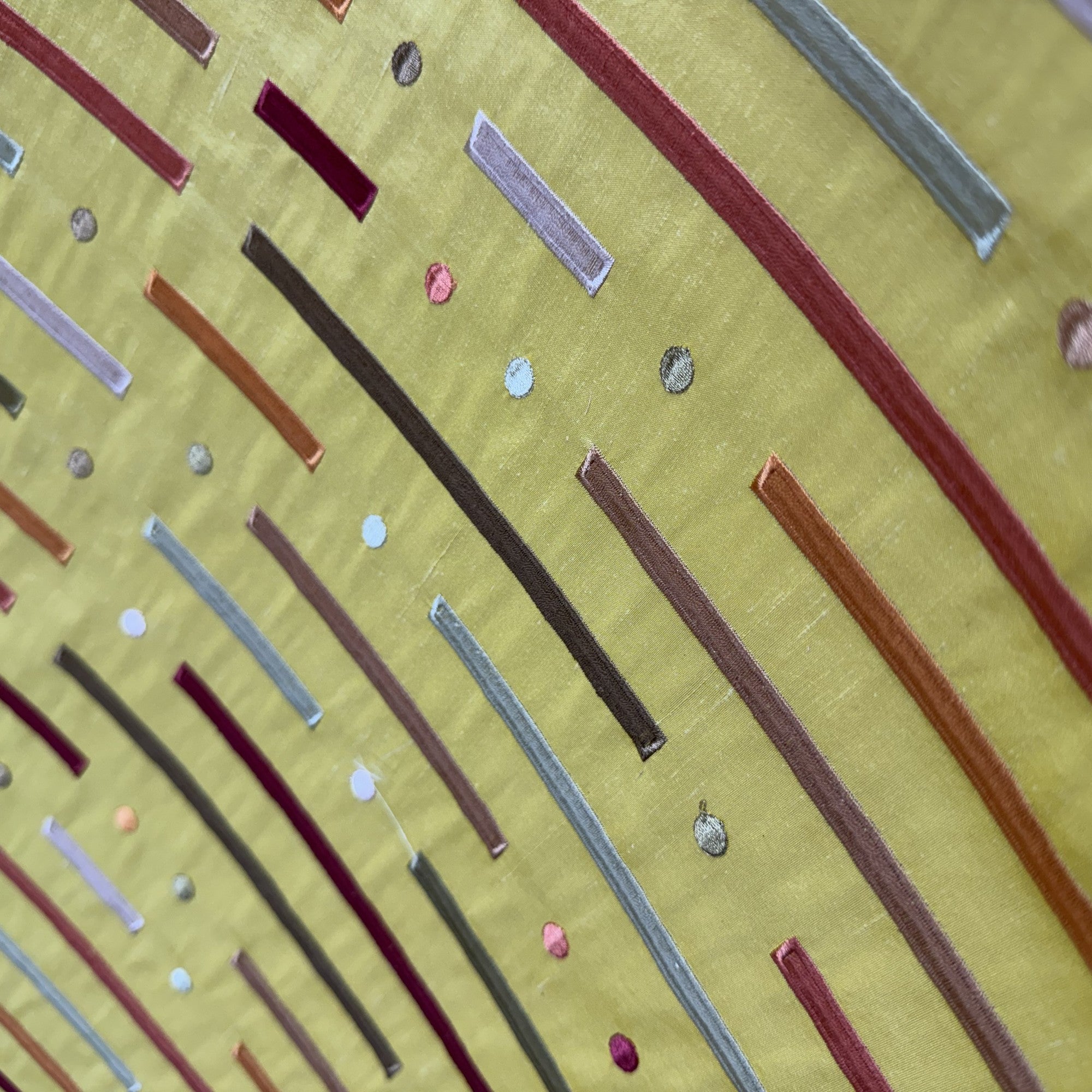 Stratus Fabric in color Mango is a Multi-Colored Stripe Silk Fabric that is good for Drapery & Curtain Fabric