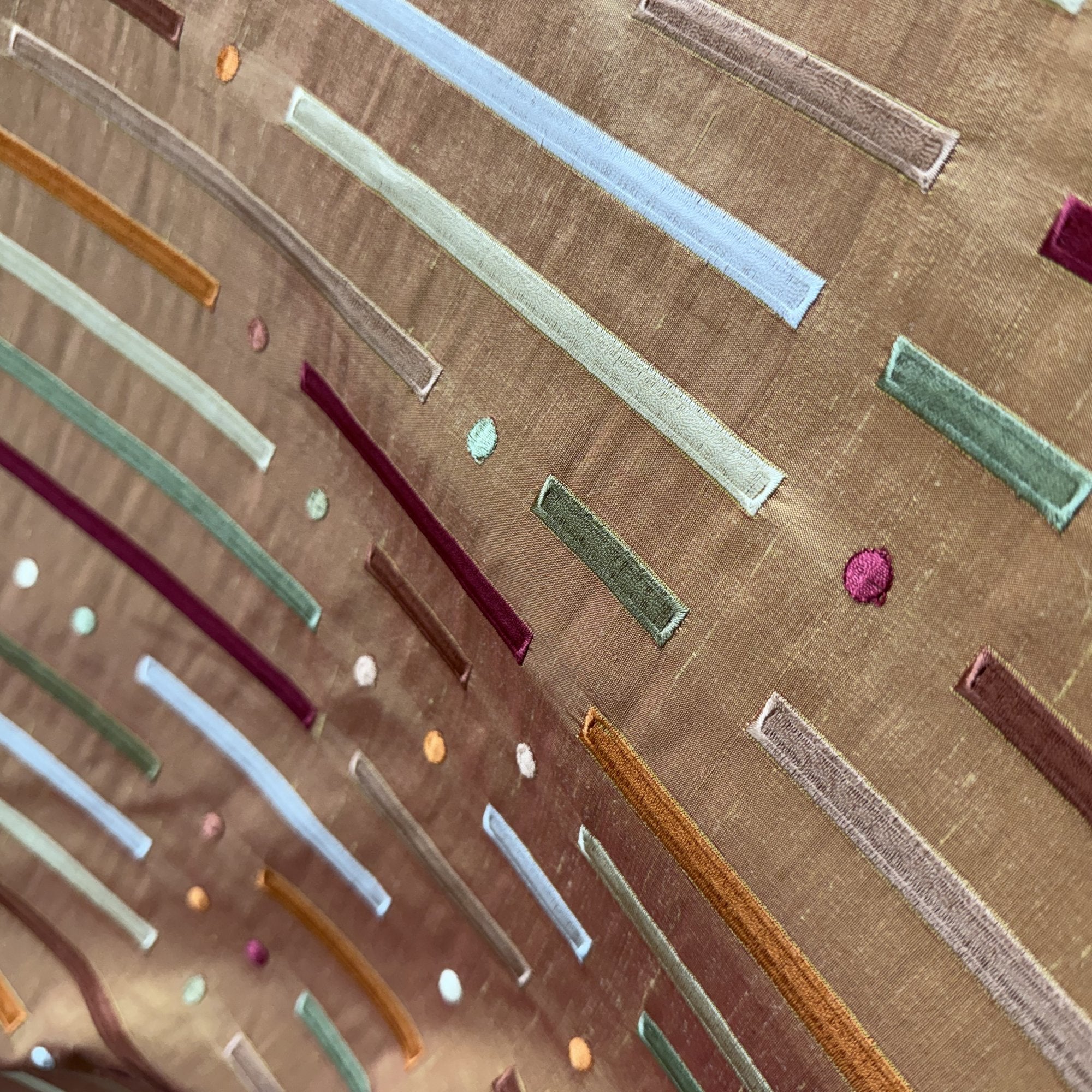 Stratus Fabric in color Passion is a Multi-Colored Stripe Silk Fabric that is good for Drapery & Curtain Fabric