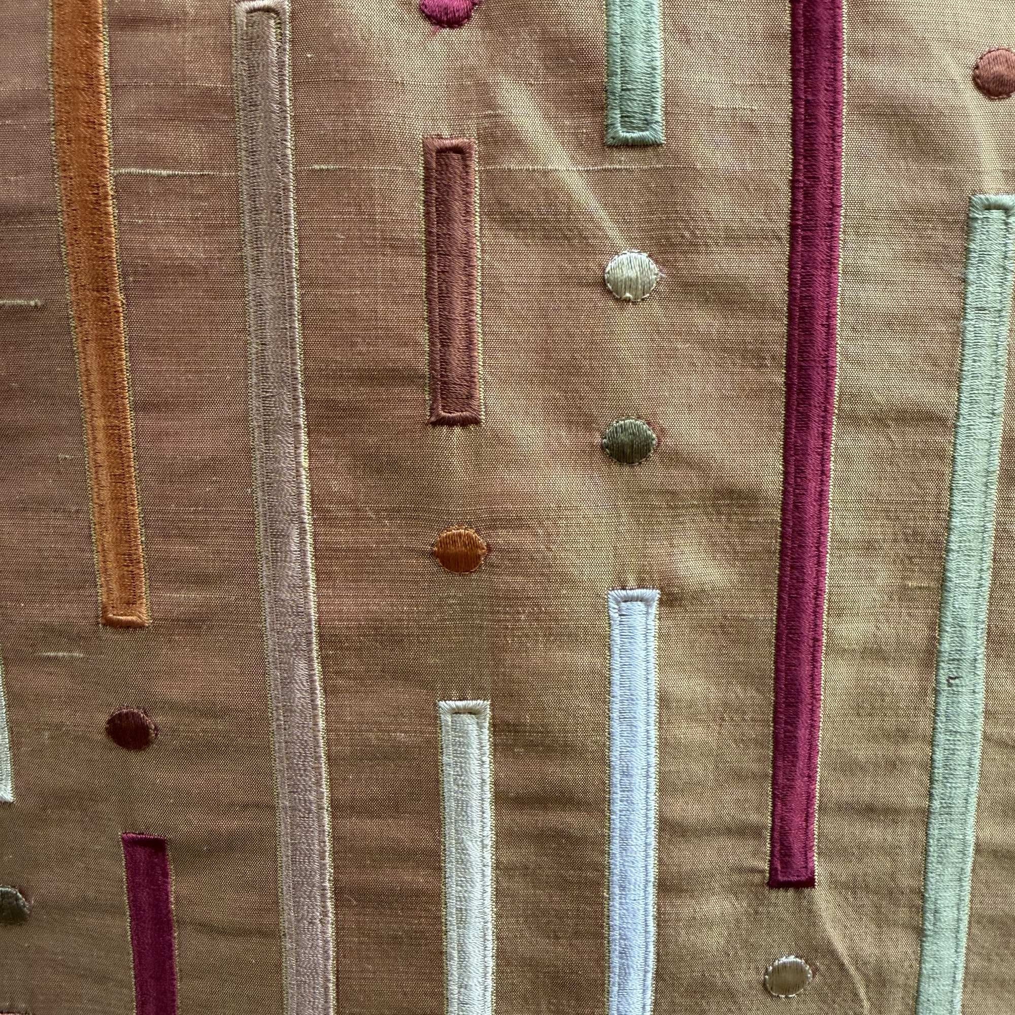 Stratus Fabric in color Passion is a Multi-Colored Stripe Silk Fabric that is good for Drapery & Curtain Fabric