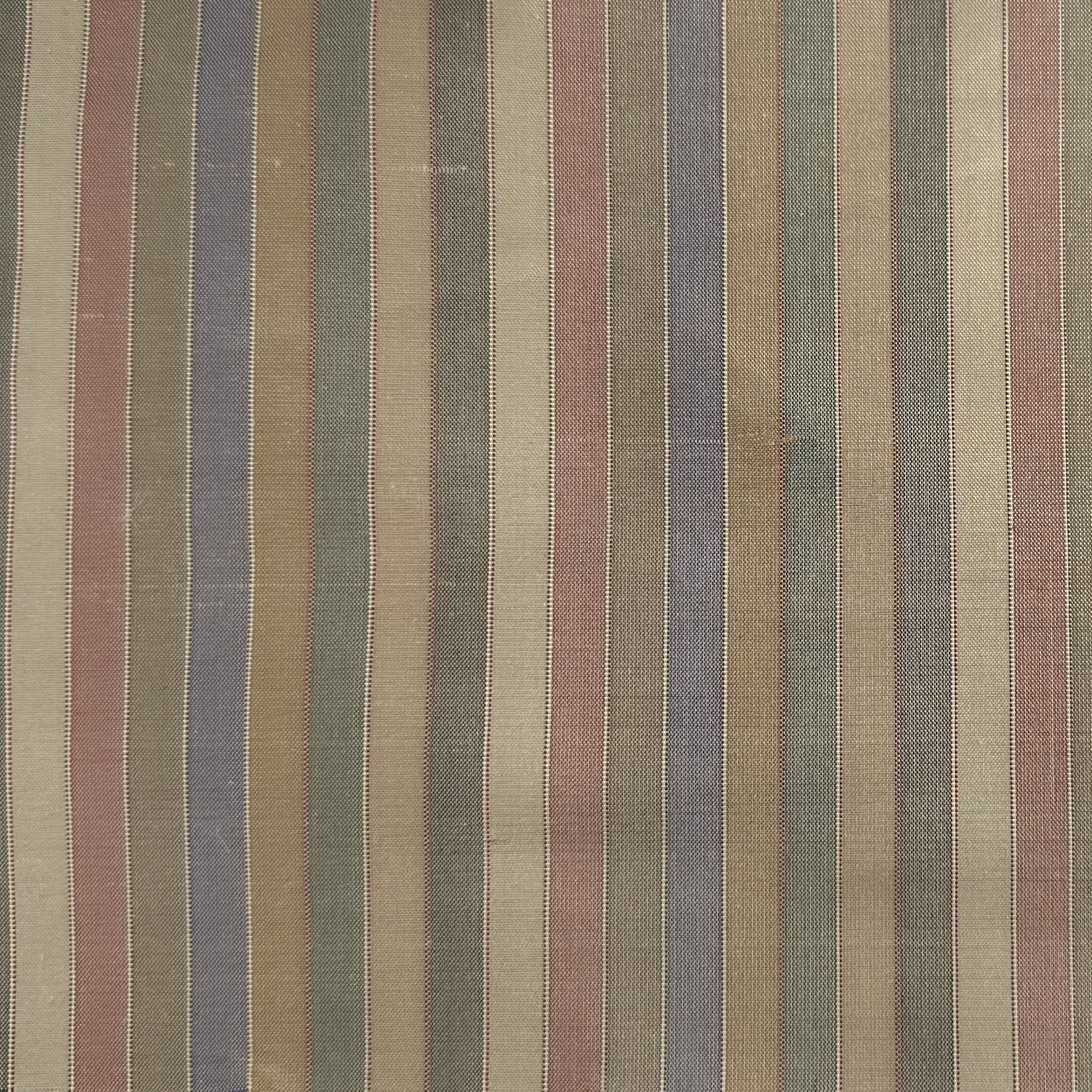 Strozzo Fabric | Multi-Colored Thin Stripe Silk Fabric | Drapery & Curtain Fabric