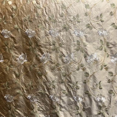 Tamil Fabric | Floral Embroidered Silk Fabric | Drapery & Curtain Fabric