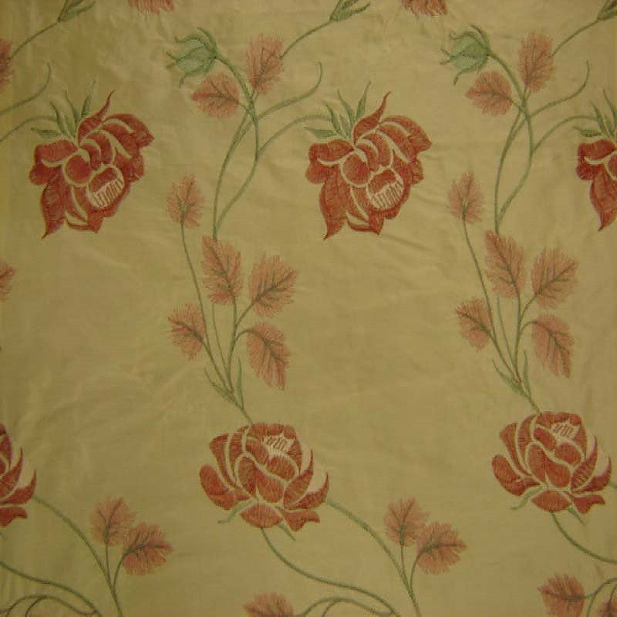 Tamil Fabric in color Cream is a Floral Embroidered Silk Fabric pattern good for Drapery & Curtain Fabric