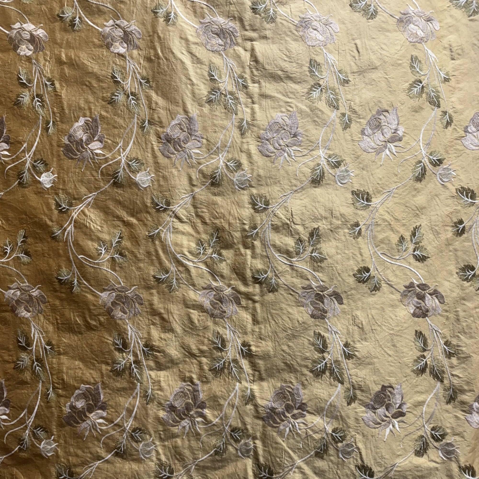 Tamil Fabric | Floral Embroidered Silk Fabric | Drapery & Curtain Fabric