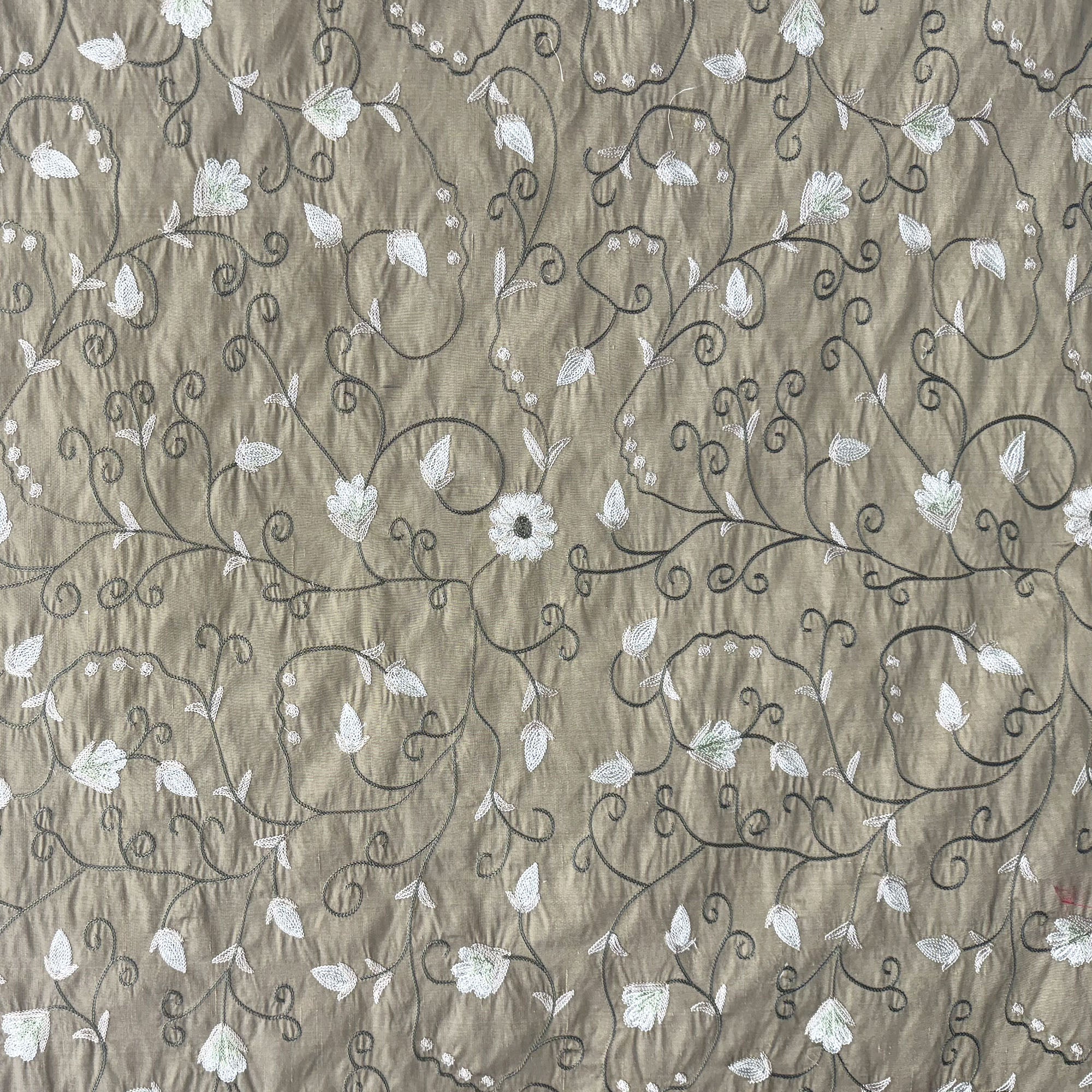 Trezza Fabric | Floral Embroidered Silk Fabric | Drapery & Curtain Fabric