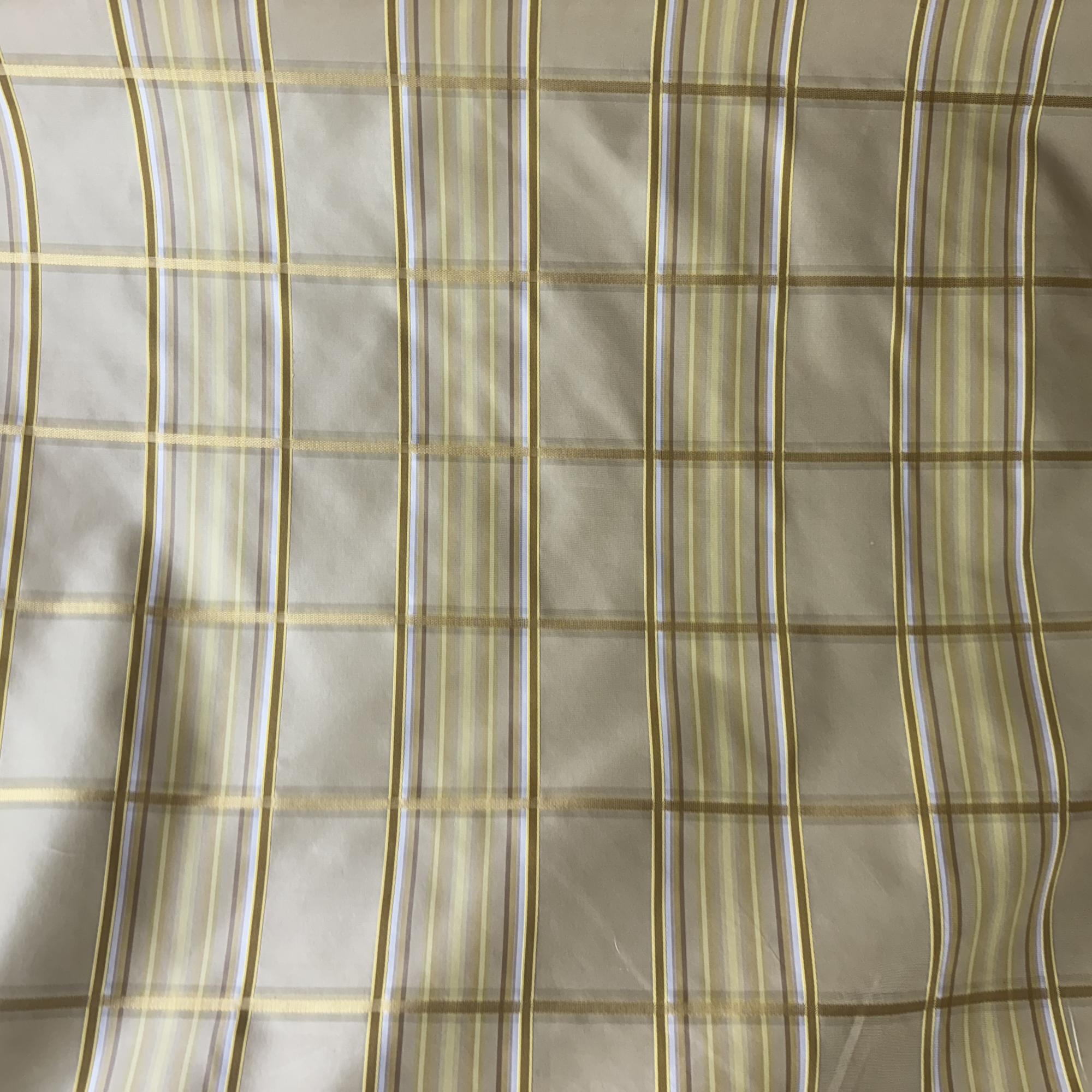 Tyler Fabric in color Butter is a Multi-Colored Stripe Square Silk Fabric pattern good for Drapery & Curtain Fabric