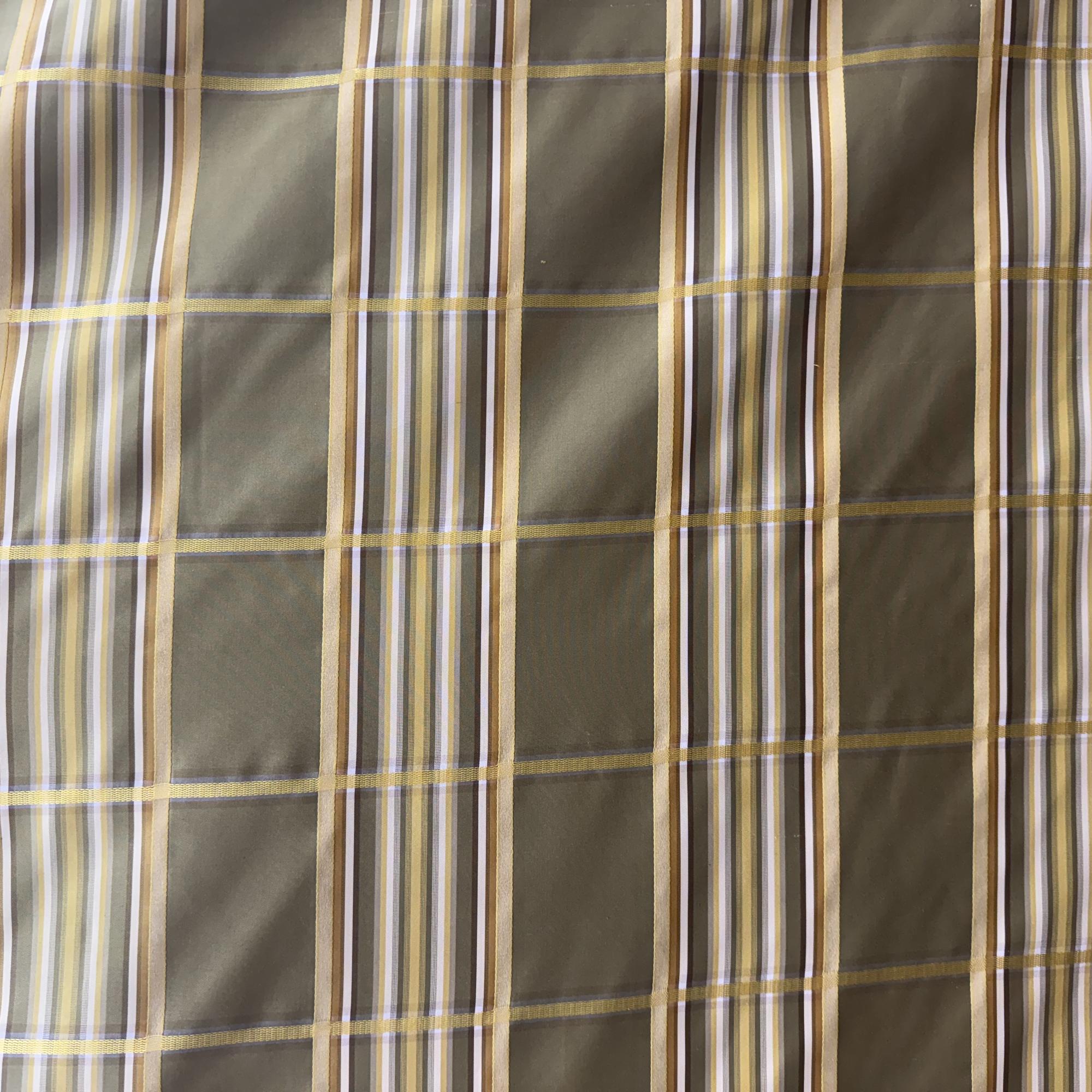 Tyler Fabric in color Olive is a Multi-Colored Stripe Square Silk Fabric pattern good for Drapery & Curtain Fabric
