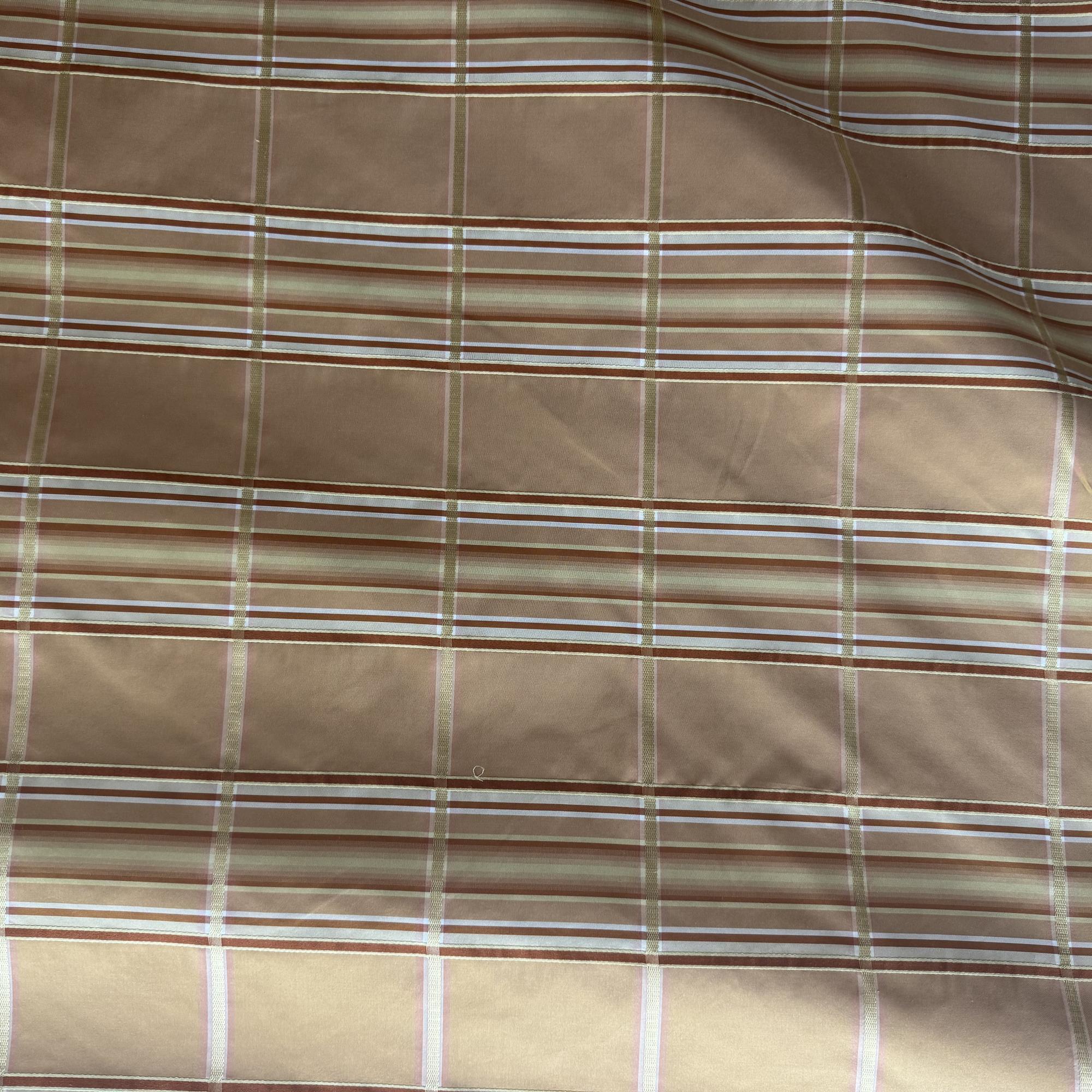 Tyler Fabric in color Salmon is a Multi-Colored Stripe Square Silk Fabric pattern good for Drapery & Curtain Fabric