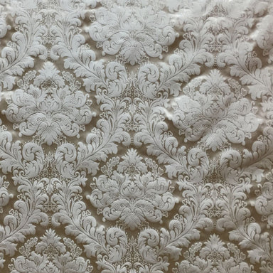 Versus Fabric in color Taupe is a Floral Damask Silk Fabric pattern good for Drapery & Curtain Fabric