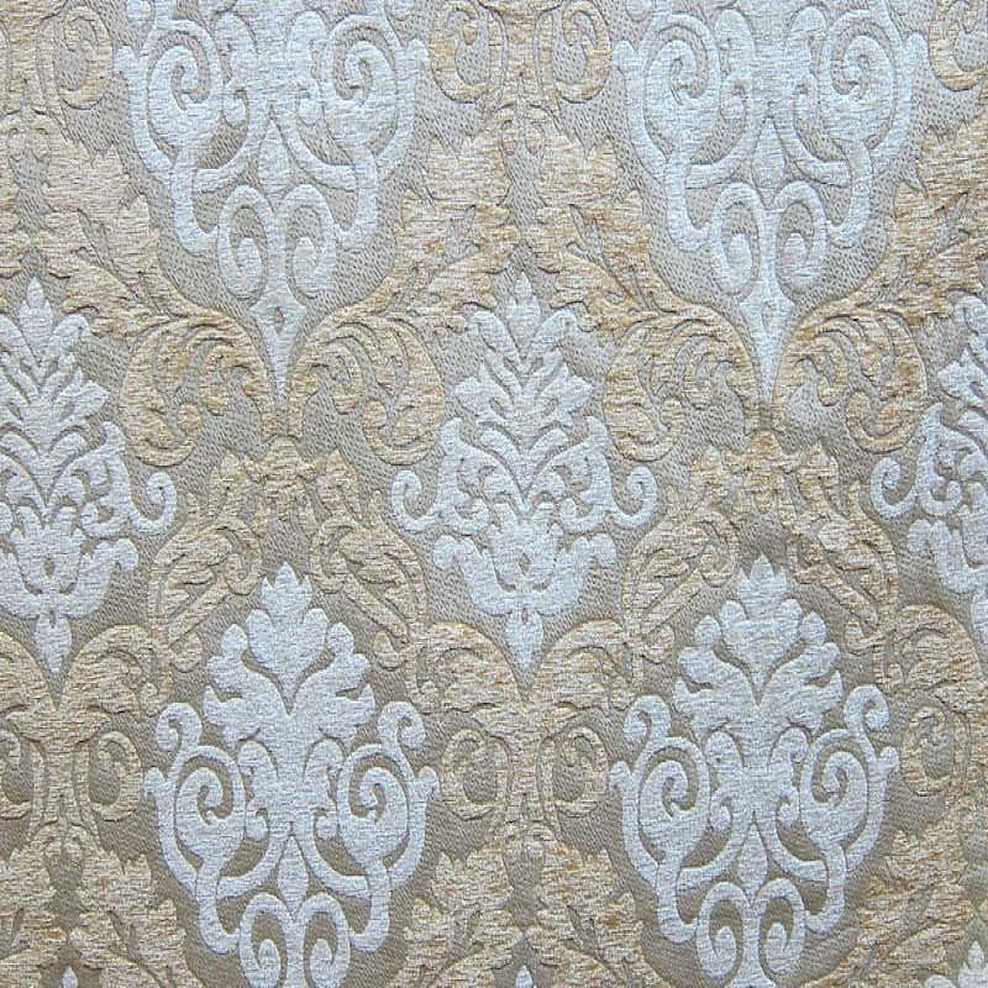 Adriana Fabric in color Barley is a Two-Toned Damask Chenille Fabric good for Upholstery Fabric