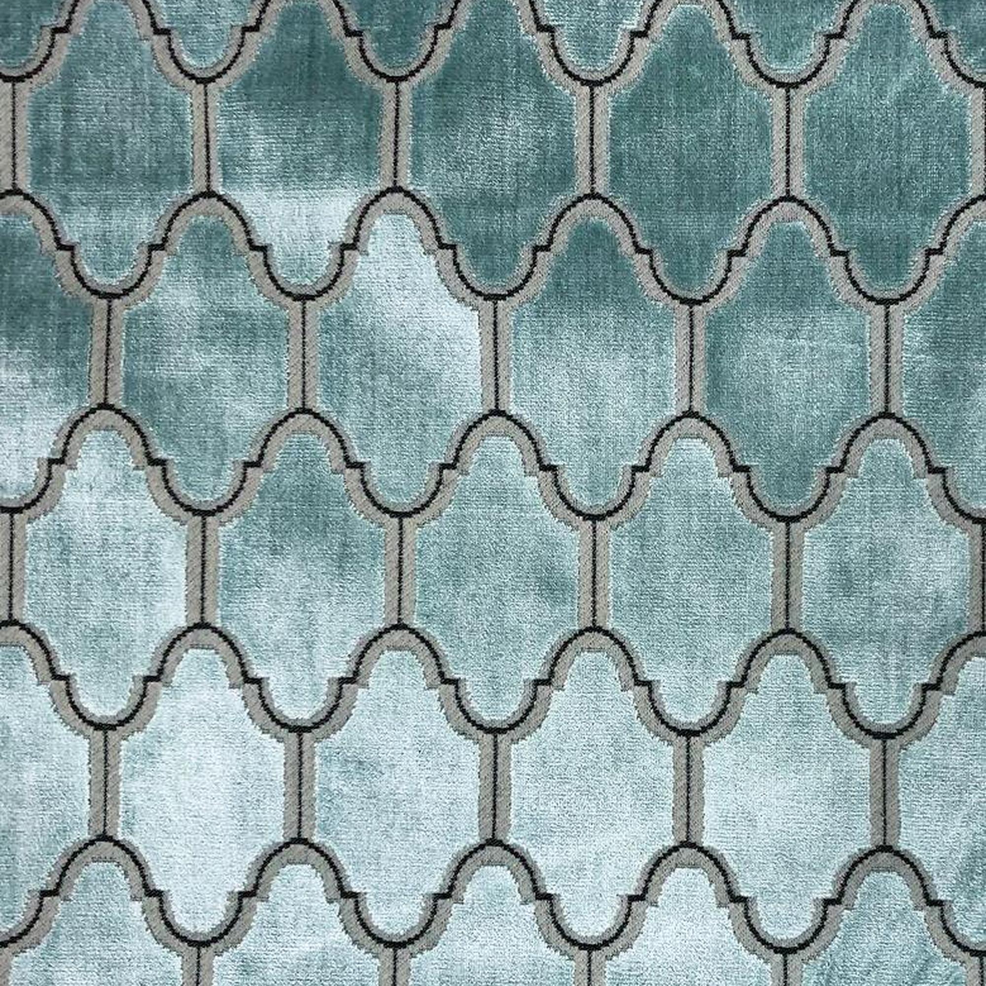Alaya fabric in color Sky showcasing fabric geometric cut velvet upholstery fabric & drapery & curtain fabric.