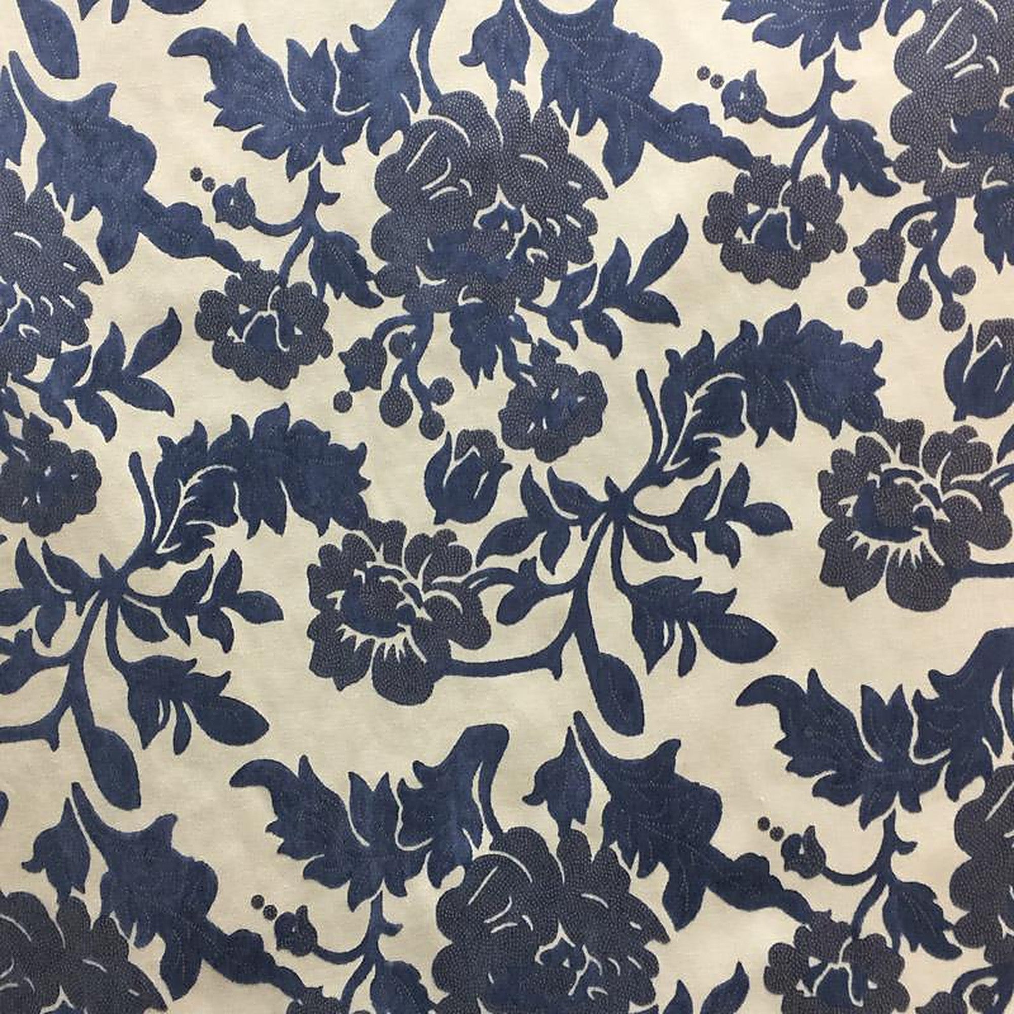 Aria Fabric in color Blue is a Floral Chenille Fabric pattern good for  Drapery & Curtain Fabric and Upholstery