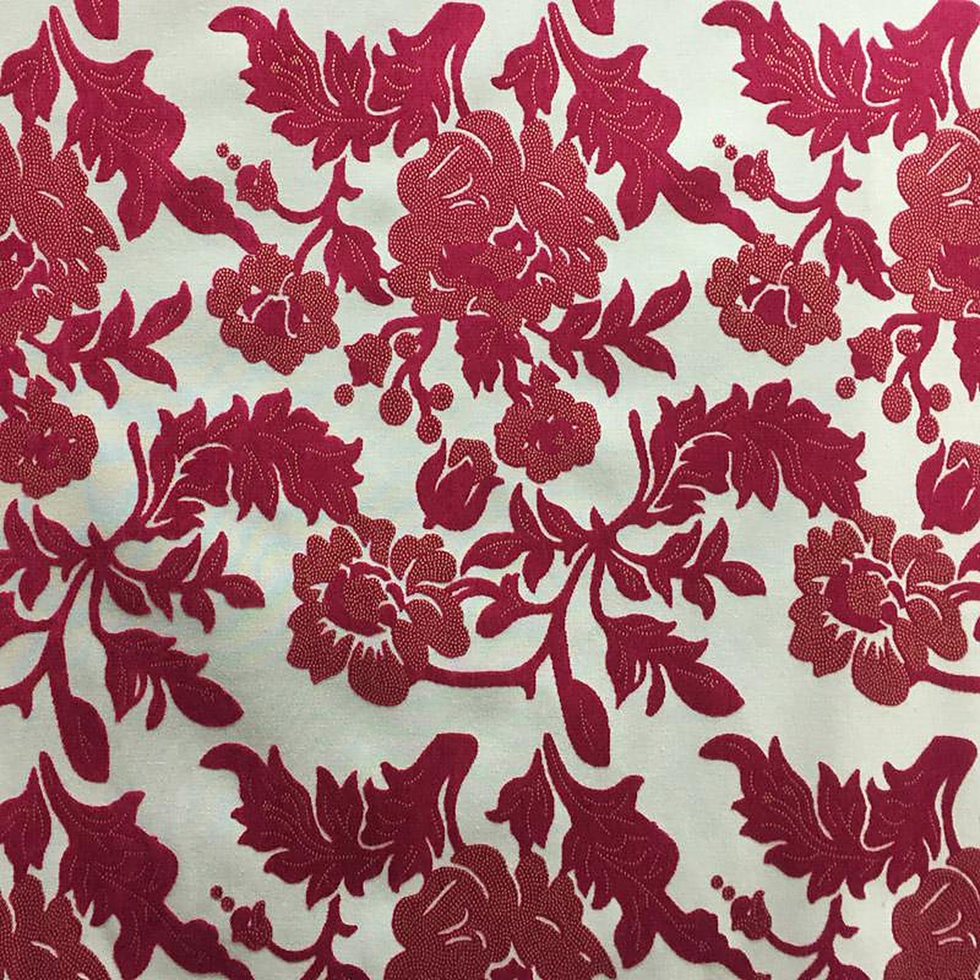 Aria Fabric in color Cerise is a Floral Chenille Fabric pattern good for  Drapery & Curtain Fabric and Upholstery