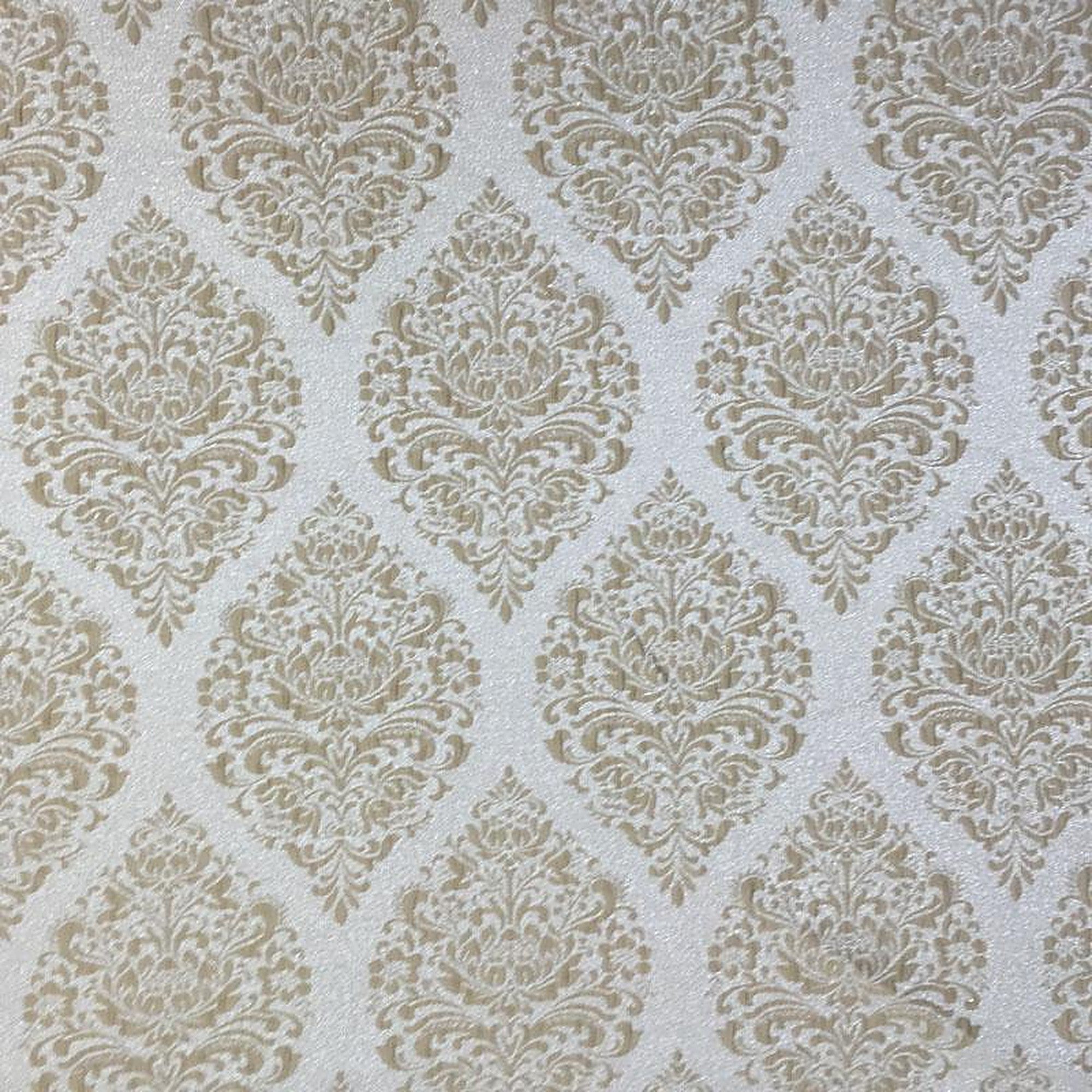 Ashley Fabric in color Beige is a Large Metallic Damask Fabric pattern good for Drapery & Curtain Fabric