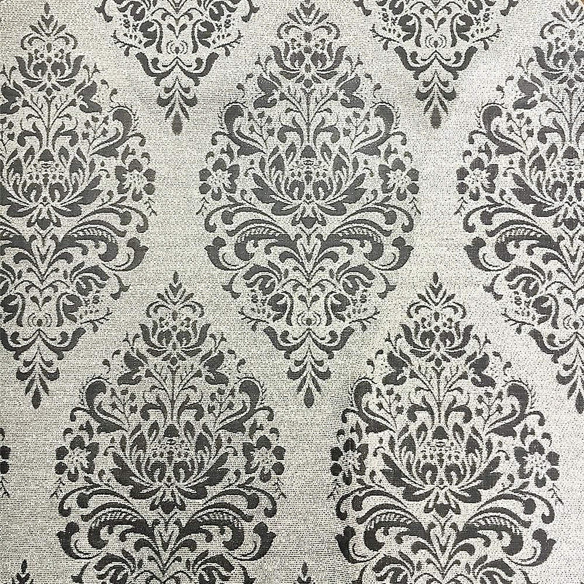 Ashley Fabric in color Gray is a Large Metallic Damask Fabric pattern good for Drapery & Curtain Fabric