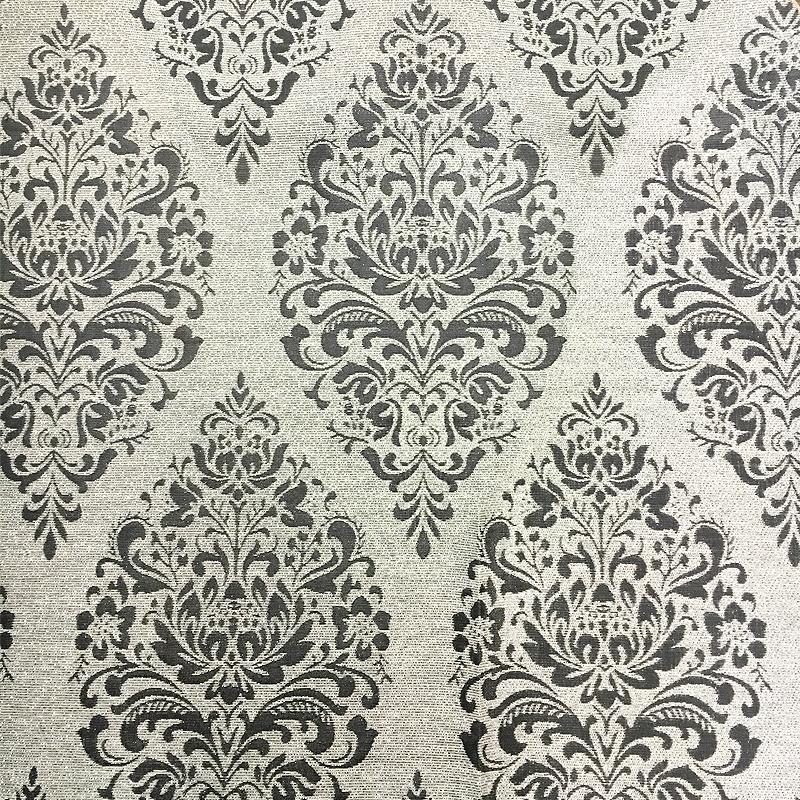 Ashley Fabric in color Gray is a Large Metallic Damask Fabric pattern good for Drapery & Curtain Fabric