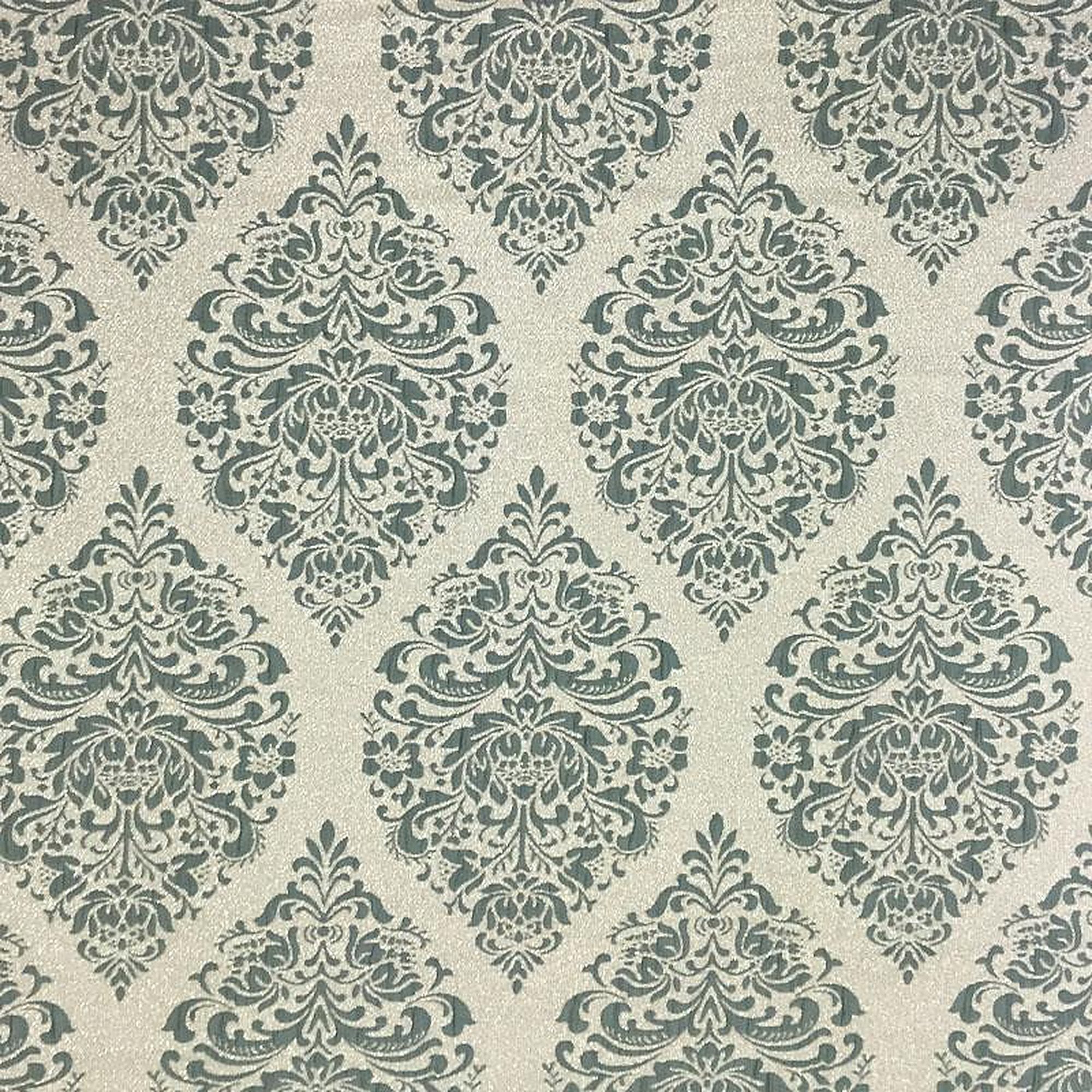 Ashley Fabric in color Spa is a Large Metallic Damask Fabric pattern good for Drapery & Curtain Fabric