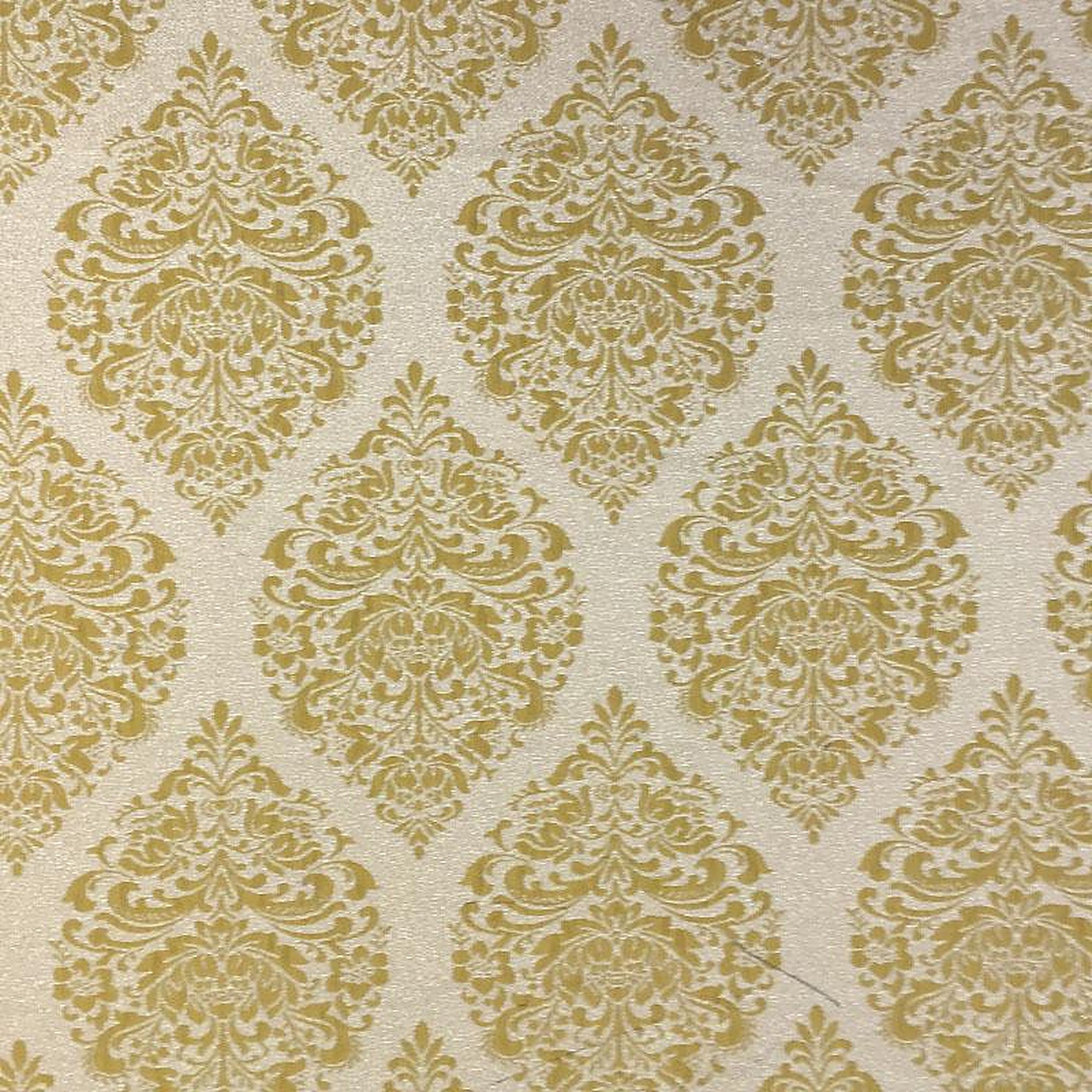 Ashley Fabric in color Gold is a Large Metallic Damask Fabric pattern good for Drapery & Curtain Fabric