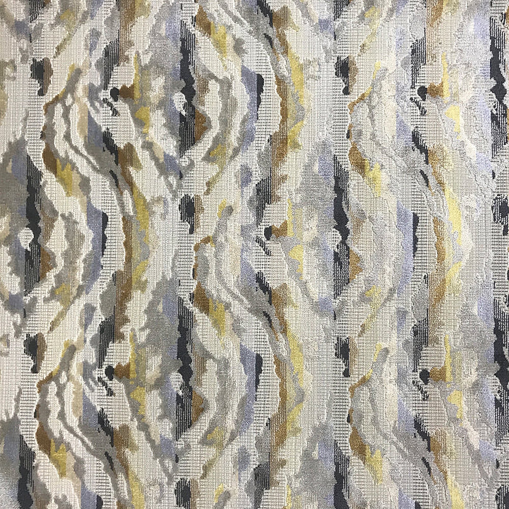 Atlas Fabric in color Honey is a Abstract Wave Multicolor Velvet Fabric pattern good for Drapery & Curtain Fabric and Upholstery Fabric